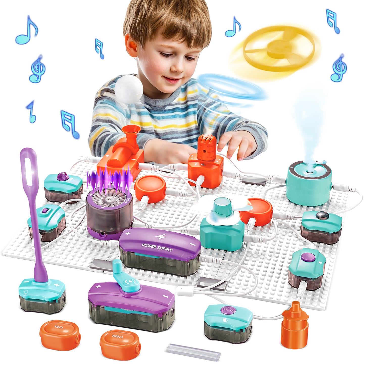 UUSUOO Science Kits for Kids Age 8-12,45PCS DIY Electronics Exploration Kit with 100+ Projects,Physics Science Experiments Circuit Board Kit,STEM Educational Toys Gift for Kids Ages 5-7 8-12