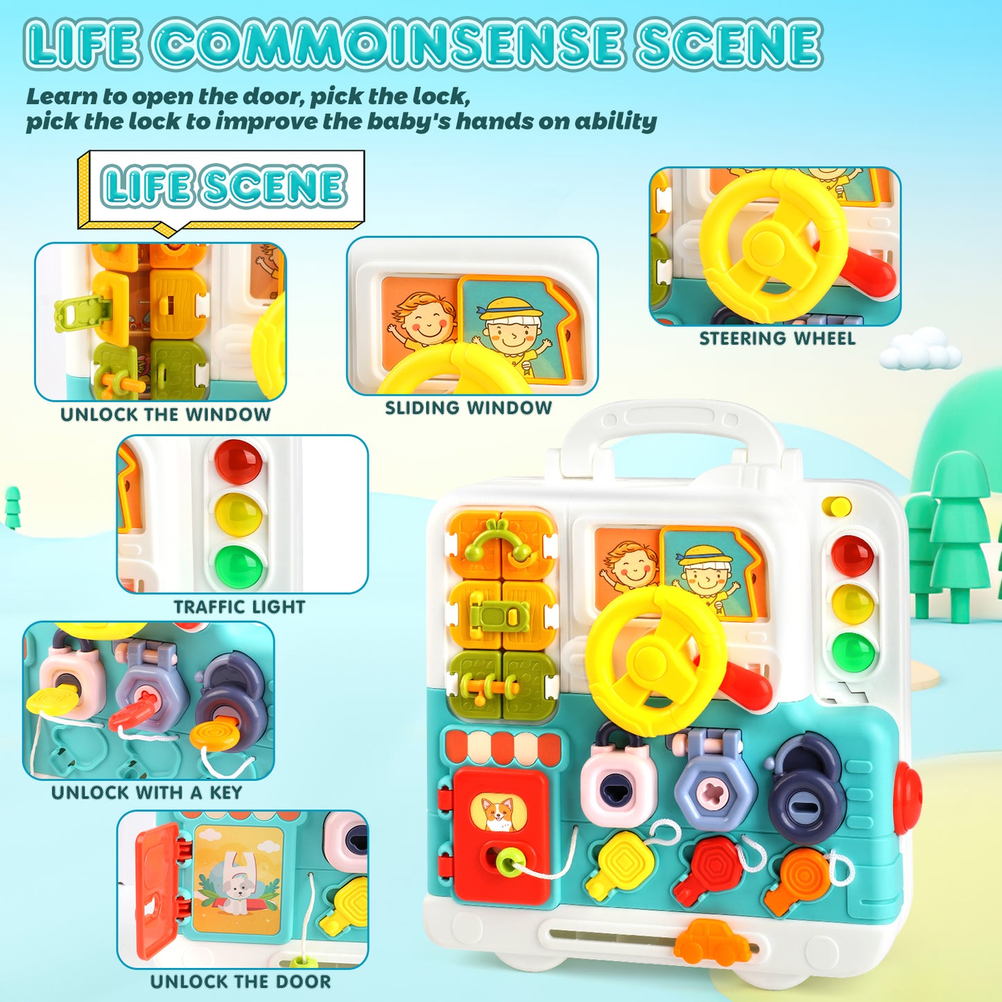 UUSUOO Baby Montessori Toys 6-12 Months,18 In 1 Busy Board Toys for Toddlers,Learning Toys for Toddlers 1-3,Baby Toddler Travel Toys,Christmas Birthday Gifts for Kids 3 4 5 6 7+