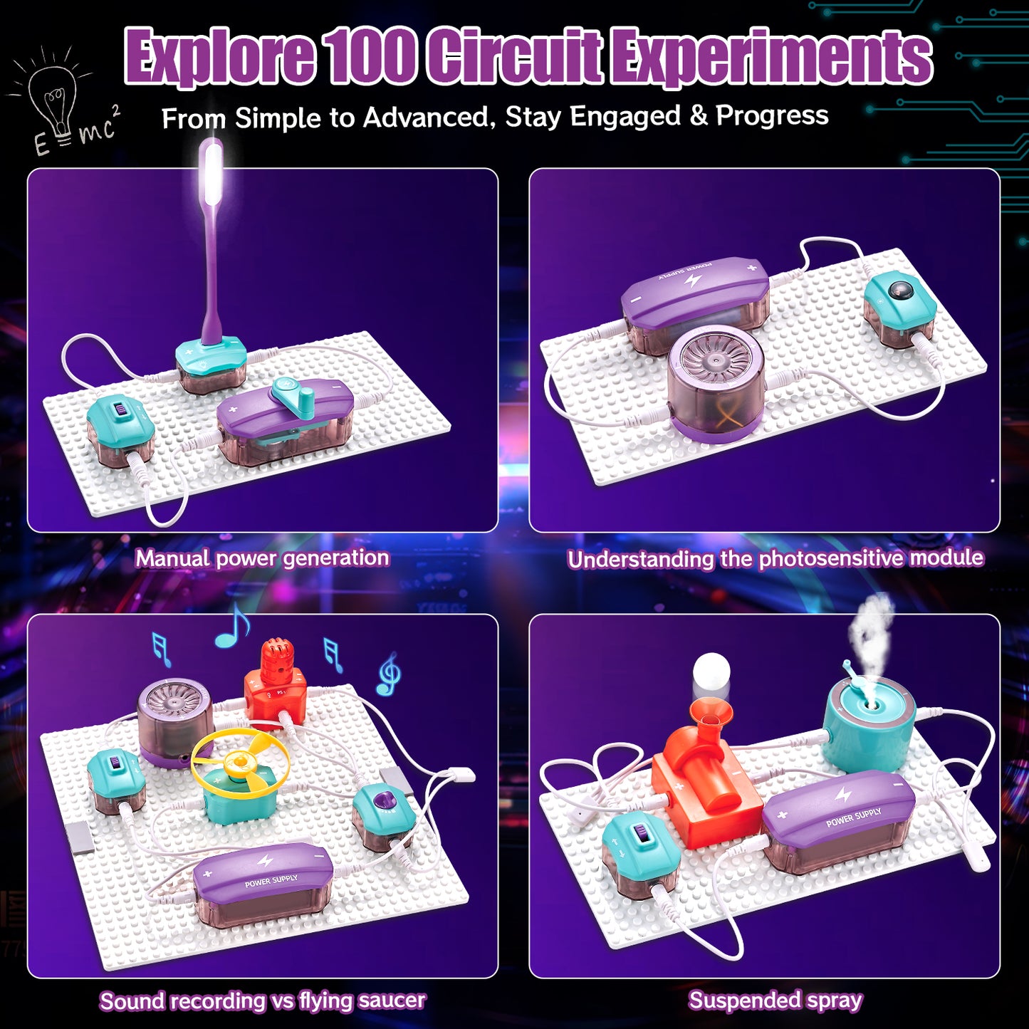 UUSUOO Science Kits for Kids Age 8-12,45PCS DIY Electronics Exploration Kit with 100+ Projects,Physics Science Experiments Circuit Board Kit,STEM Educational Toys Gift for Kids Ages 5-7 8-12