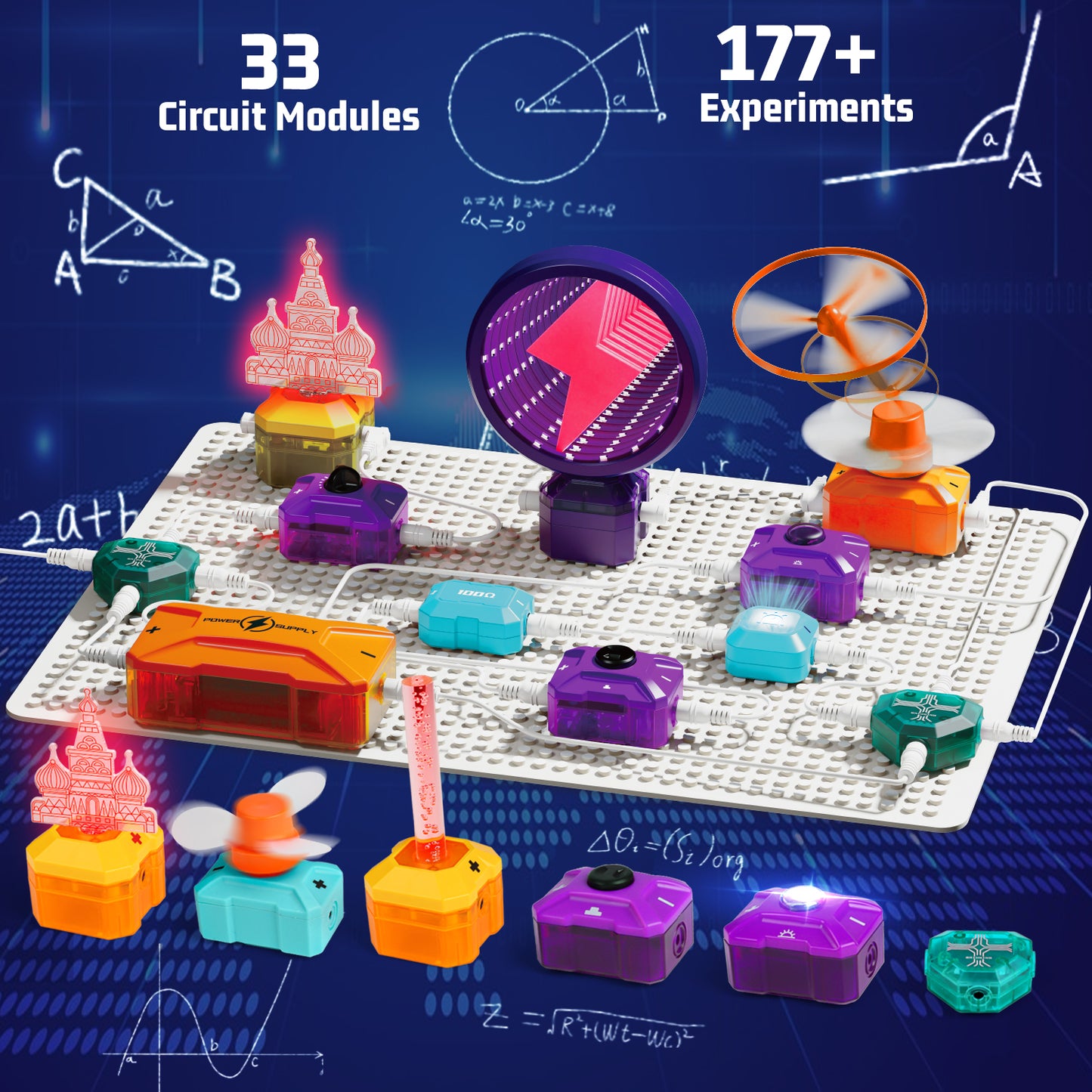 UUSUOO Science Kits for Kids Age 5-7,33 PCS DIY Electronics Exploration Kit with 100+ Projects,Physics Science Experiments Circuit Board Kit,STEM Educational Physics Toys Gift for Kids 5 6 7+
