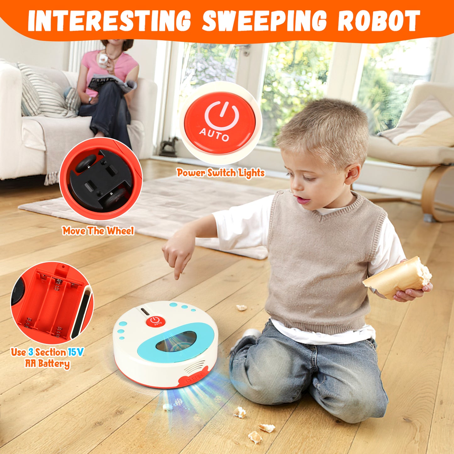 UUSUOO 13PCS Kids Cleaning Toy Sets,Kids Vacuum that Really Works with Light, Sound Effects,Kids Broom and Mop Set,Pretend Play Home Toddler Cleaning Set Toy Gifts for Boys & Girls Ages 3 4 5 6 7+