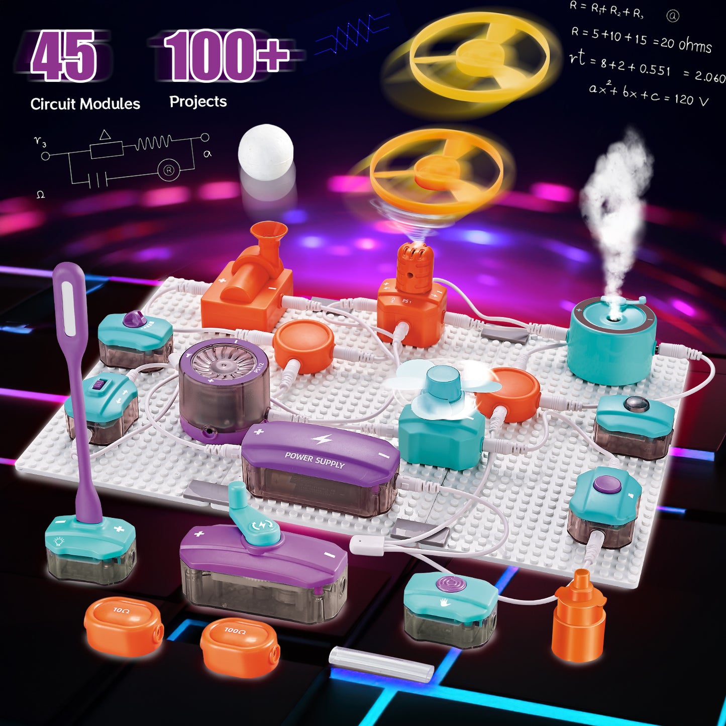 UUSUOO Science Kits for Kids Age 8-12,45PCS DIY Electronics Exploration Kit with 100+ Projects,Physics Science Experiments Circuit Board Kit,STEM Educational Toys Gift for Kids Ages 5-7 8-12