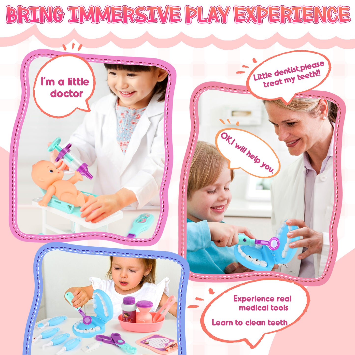 UUSUOO Doctor Kit for Toddlers 3-5,42PCS Doctor Pretend Play Set for Kids,Medical Kit Toy for Toddler with Stethoscope and Other Accessories,Doctor Role Play Set,Christmas Gifts for Kids 3-6