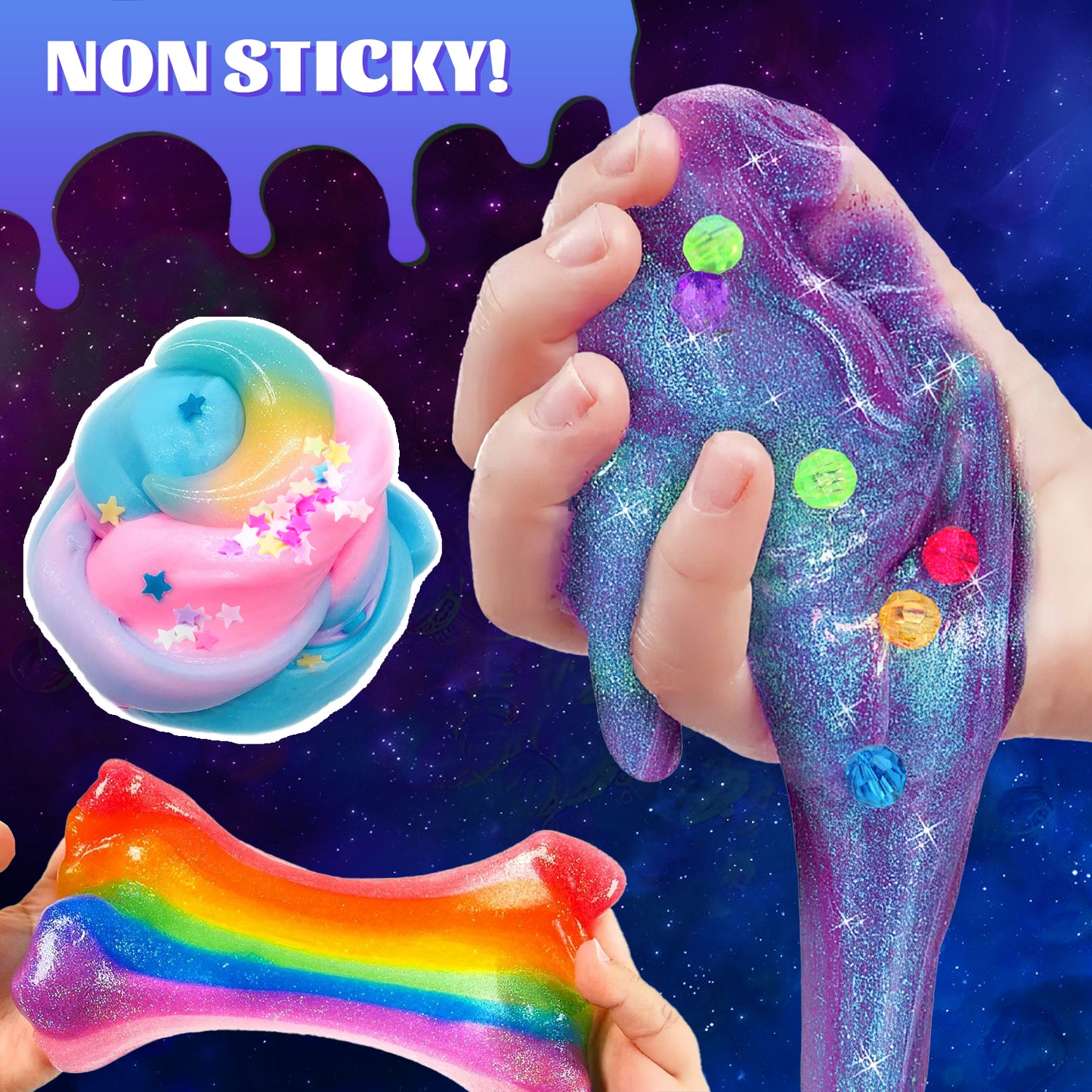 UUSUOO Galaxy Slime Kit,DIY Slime Making Kit with Glitter, Glow in The Dark Powder & Lots of Fun Add Ins,Slime Kits for Girls,Stress Relief Toys,Birthday Gifts for Girls Boys 6 7 8 9 10 11 12