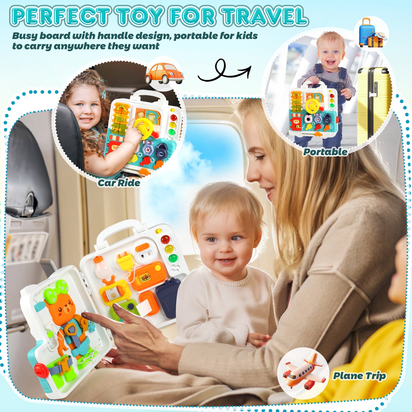 UUSUOO Baby Montessori Toys 6-12 Months,18 In 1 Busy Board Toys for Toddlers,Learning Toys for Toddlers 1-3,Baby Toddler Travel Toys,Christmas Birthday Gifts for Kids 3 4 5 6 7+