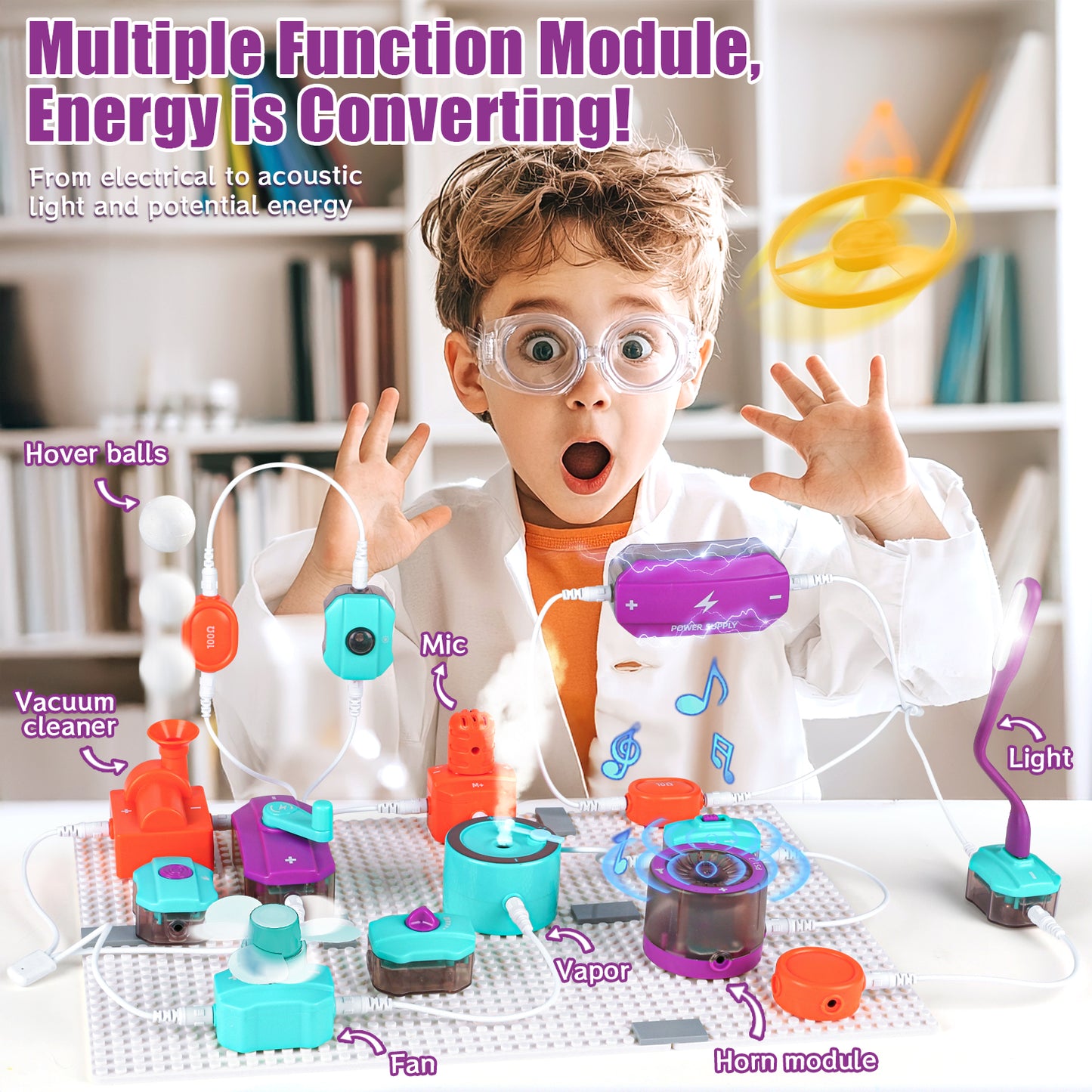 UUSUOO Science Kits for Kids Age 8-12,45PCS DIY Electronics Exploration Kit with 100+ Projects,Physics Science Experiments Circuit Board Kit,STEM Educational Toys Gift for Kids Ages 5-7 8-12