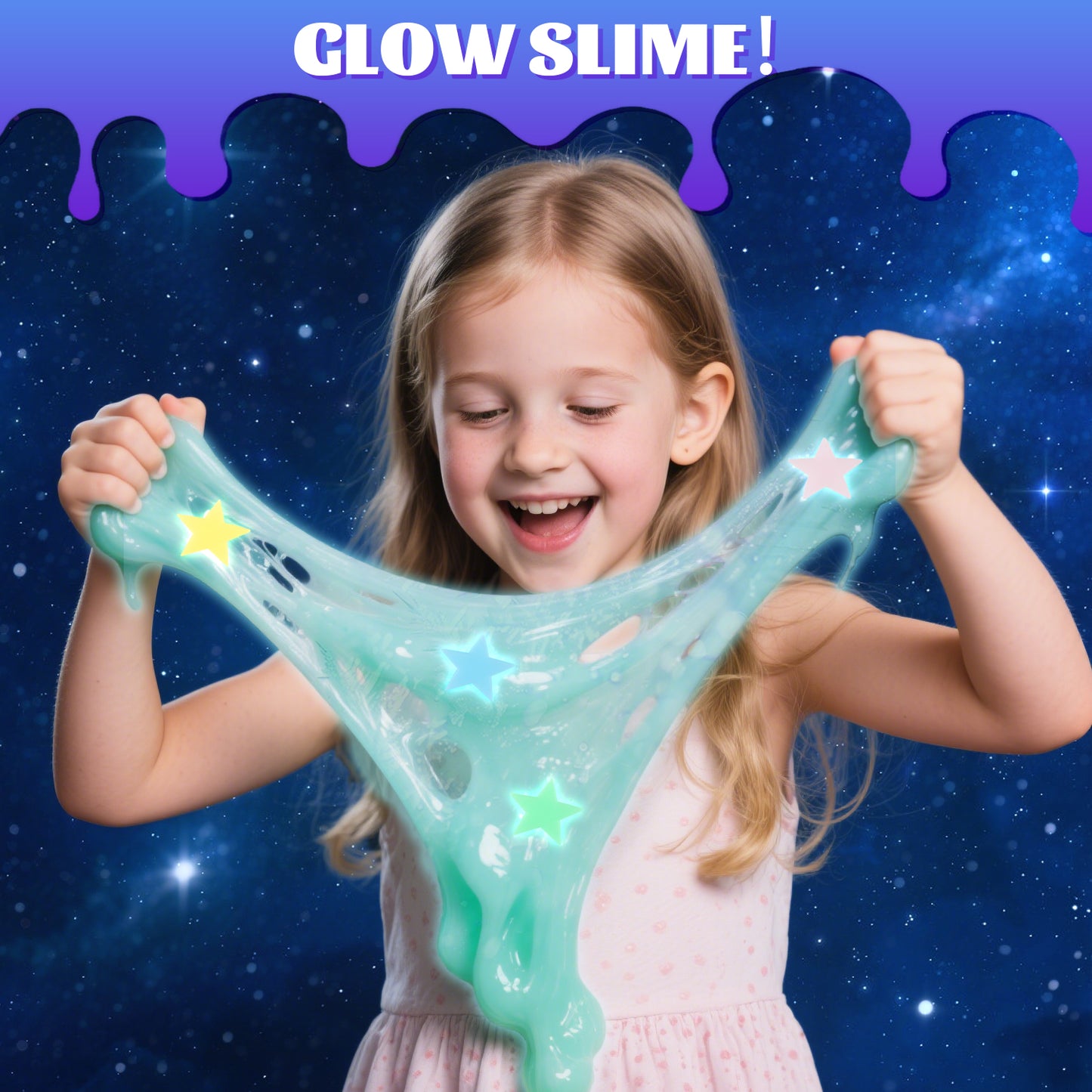 UUSUOO Galaxy Slime Kit,DIY Slime Making Kit with Glitter, Glow in The Dark Powder & Lots of Fun Add Ins,Slime Kits for Girls,Stress Relief Toys,Birthday Gifts for Girls Boys 6 7 8 9 10 11 12