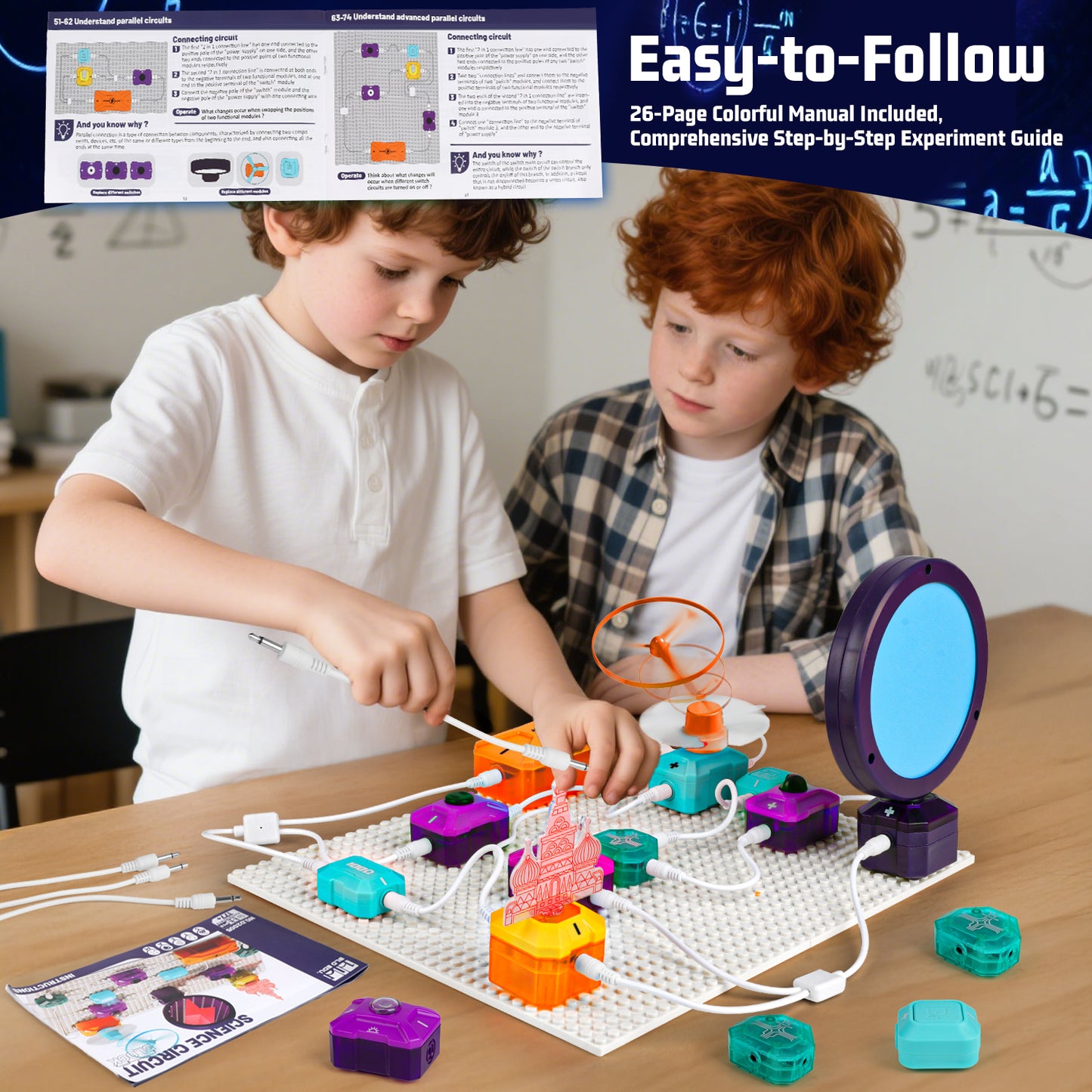 UUSUOO Science Kits for Kids Age 5-7,33 PCS DIY Electronics Exploration Kit with 100+ Projects,Physics Science Experiments Circuit Board Kit,STEM Educational Physics Toys Gift for Kids 5 6 7+