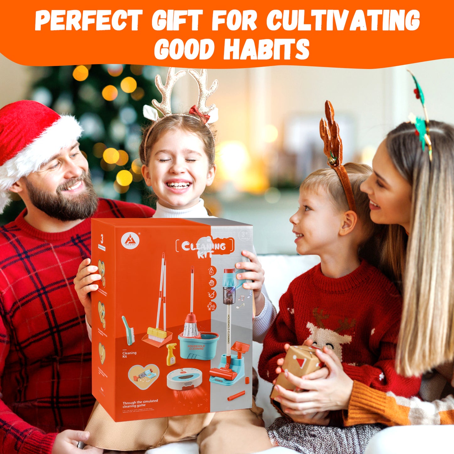 UUSUOO 13PCS Kids Cleaning Toy Sets,Kids Vacuum that Really Works with Light, Sound Effects,Kids Broom and Mop Set,Pretend Play Home Toddler Cleaning Set Toy Gifts for Boys & Girls Ages 3 4 5 6 7+