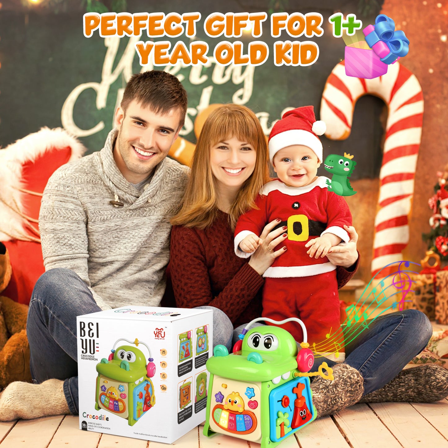 UUSUOO Montessori Toys for 1 Year Old,Baby Activity Cube,8-in-1 Busy Cube Montessori Toddler Toys with Learning and Playing,Educational Musical Toys,Baby Toys Christmas Birthday Gifts for Kids 1-3