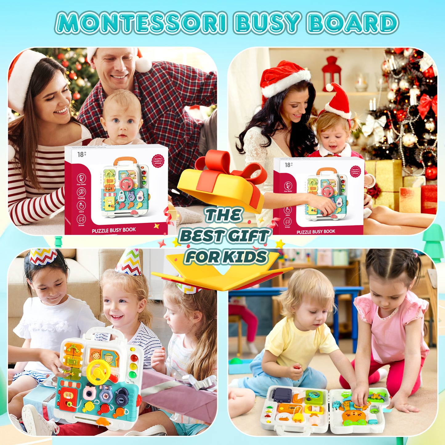UUSUOO Baby Montessori Toys 6-12 Months,18 In 1 Busy Board Toys for Toddlers,Learning Toys for Toddlers 1-3,Baby Toddler Travel Toys,Christmas Birthday Gifts for Kids 3 4 5 6 7+