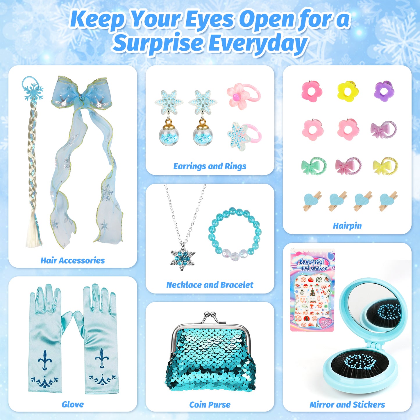 UUSUOO Jewelry Toys for Girls,25 PCS Pretend Play Jewelry Set,Princess Dress Up Toys Set,Necklaces, Bracelets, Kids Rings, Hair Ties, Hair Clips,Girls Toys Princess Toys for Girls 3-6 Years