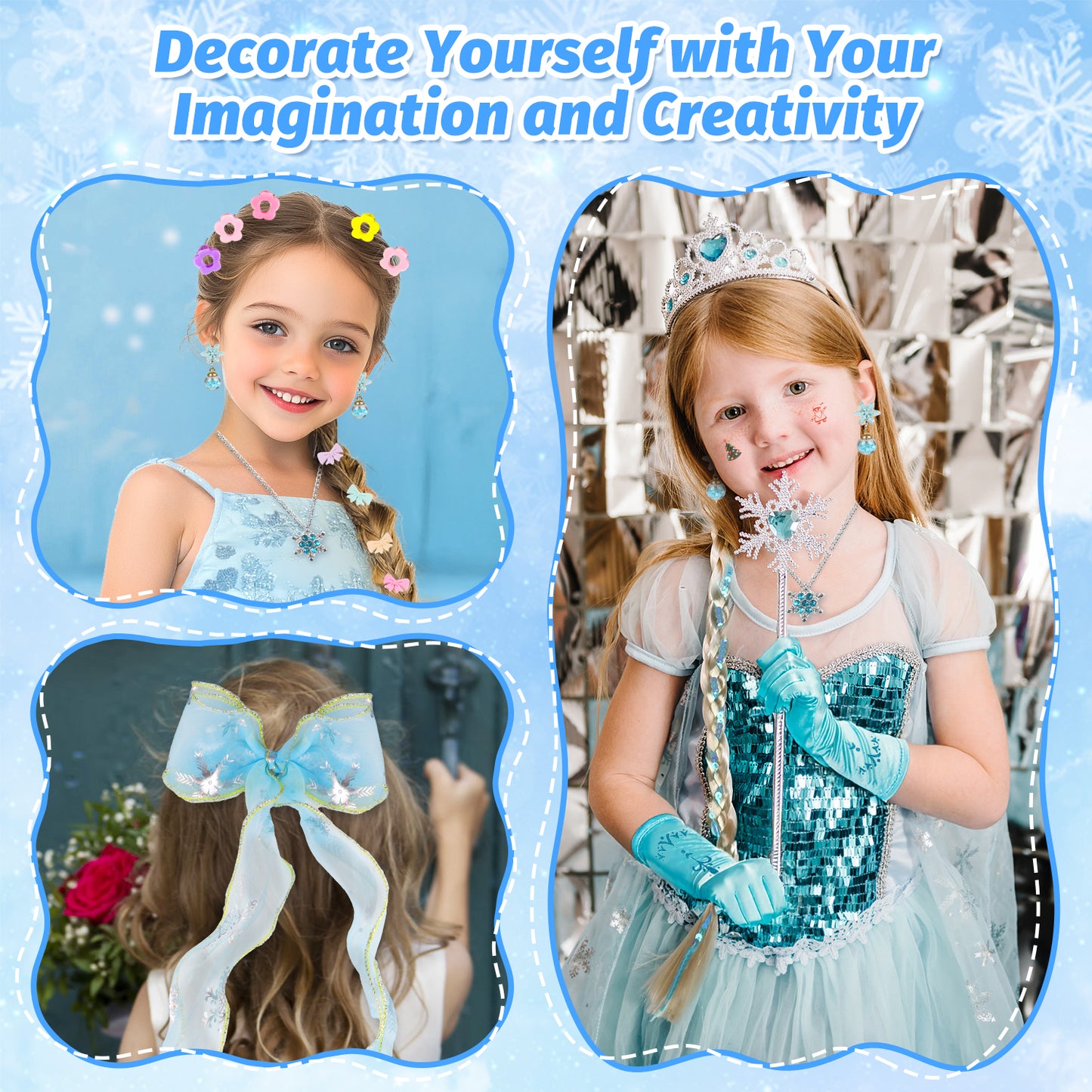 UUSUOO Jewelry Toys for Girls,25 PCS Pretend Play Jewelry Set,Princess Dress Up Toys Set,Necklaces, Bracelets, Kids Rings, Hair Ties, Hair Clips,Girls Toys Princess Toys for Girls 3-6 Years