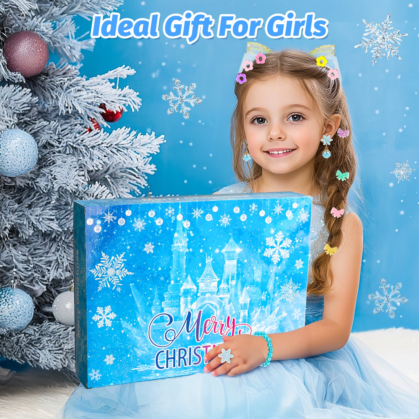 UUSUOO Jewelry Toys for Girls,25 PCS Pretend Play Jewelry Set,Princess Dress Up Toys Set,Necklaces, Bracelets, Kids Rings, Hair Ties, Hair Clips,Girls Toys Princess Toys for Girls 3-6 Years