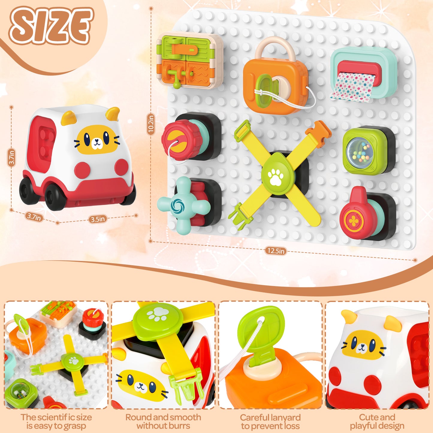 UUSUOO Baby Toys 6-12 Months,Montessori Toys for 1 Year Old,Toddler Busy Board Ages 1-3,Educational Learning Toys for Learning Fine Motor Skills, Christmas Birthday Gifts for Boy Girls 3 4 5 6+