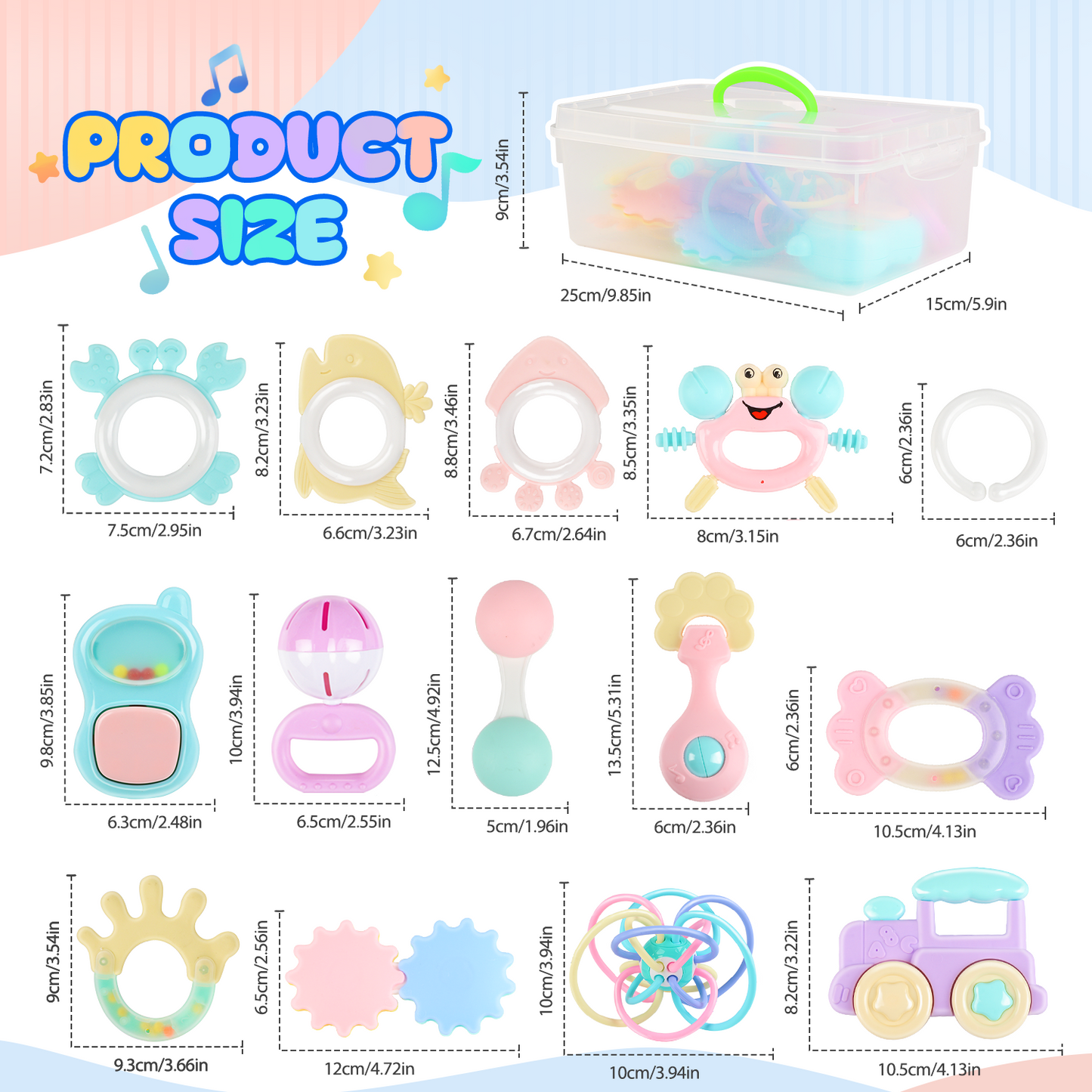UUSUOO Baby Rattle Toys,15 PCS Baby Toys for 0-6 Months,Early Educational Infant Teething Sensory Toys,Baby Rattles 0-6 Months,Infant Newborn Baby Toys for 6-12 Months,Baby Boy Girl Gifts Set