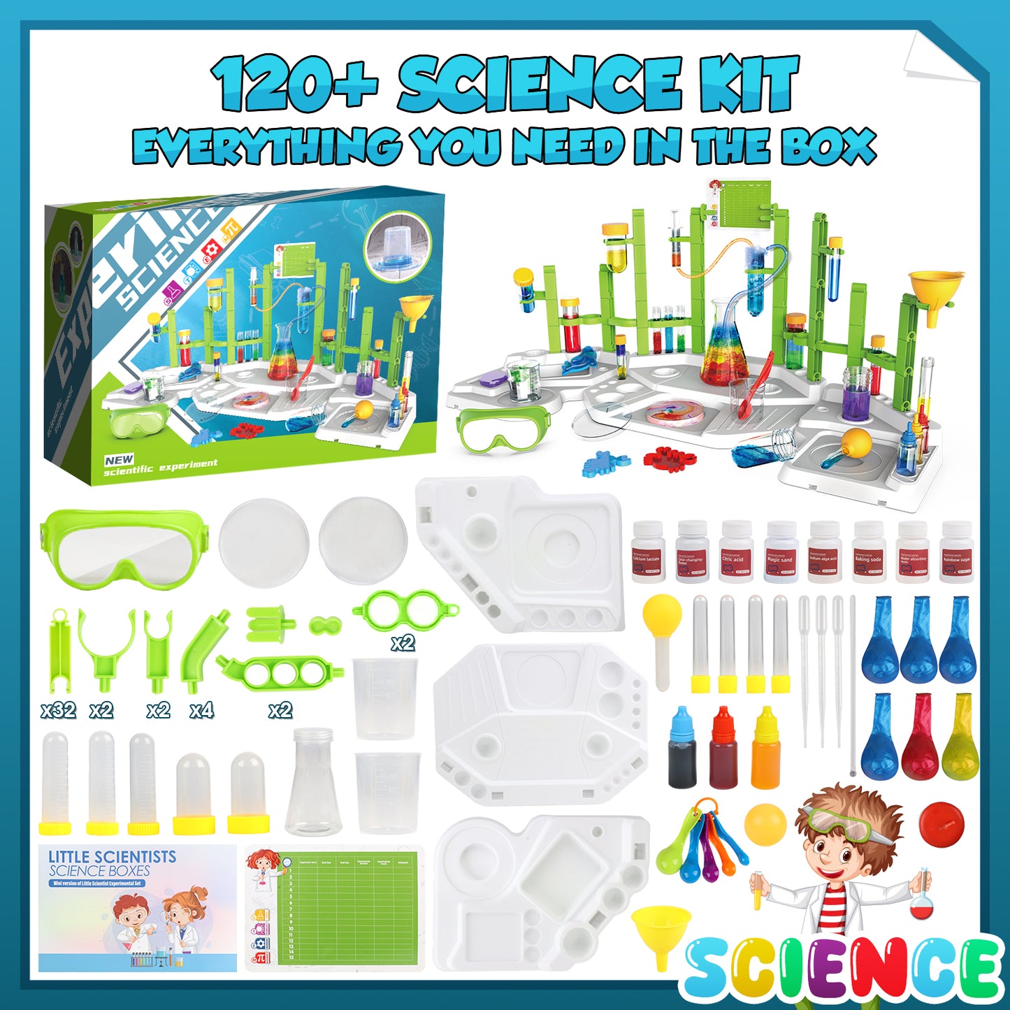 UUSUOO Science Kits for Kids Age 8-12,120 Science Experiments for Kids 9-12,3-IN-1 Kids Science Kits,Stem Educational Learning Chemistry Set,Christmas Birthday Gifts for 6 7 8 9 Years Old Boys Girls