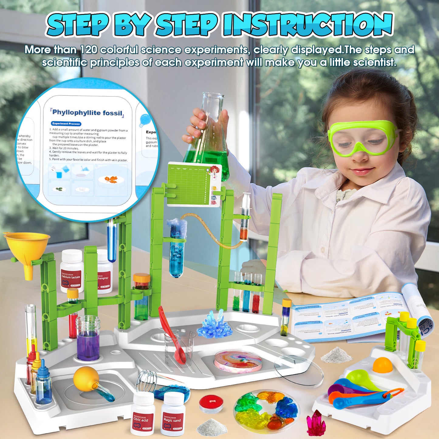 UUSUOO Science Kits for Kids Age 8-12,120 Science Experiments for Kids 9-12,3-IN-1 Kids Science Kits,Stem Educational Learning Chemistry Set,Christmas Birthday Gifts for 6 7 8 9 Years Old Boys Girls