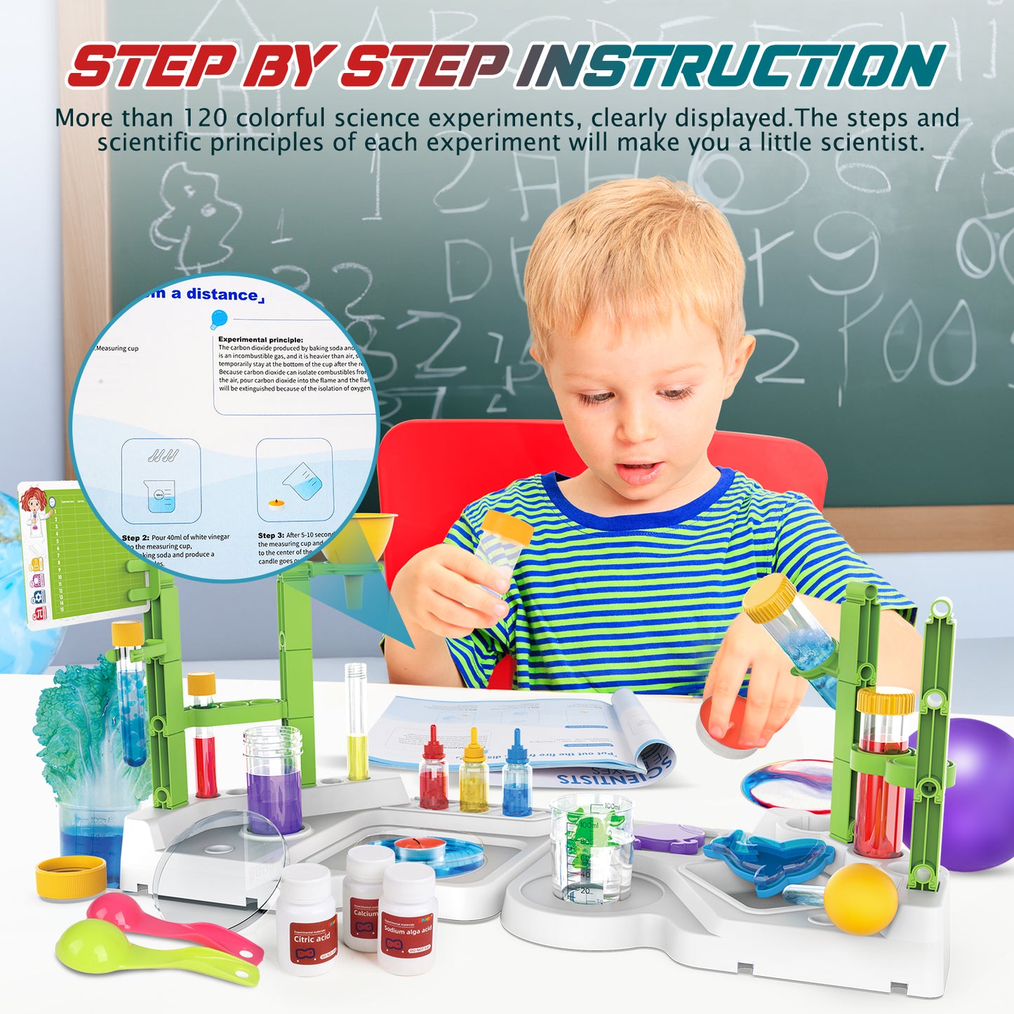 UUSUOO Science Kits for Kids Age 5-7,120 Science Experiments for Kids,2-IN-1 Educational Science Kits,Stem Projects Chemistry Set for Kids 5-10 8-12,Christmas Birthday Gifts