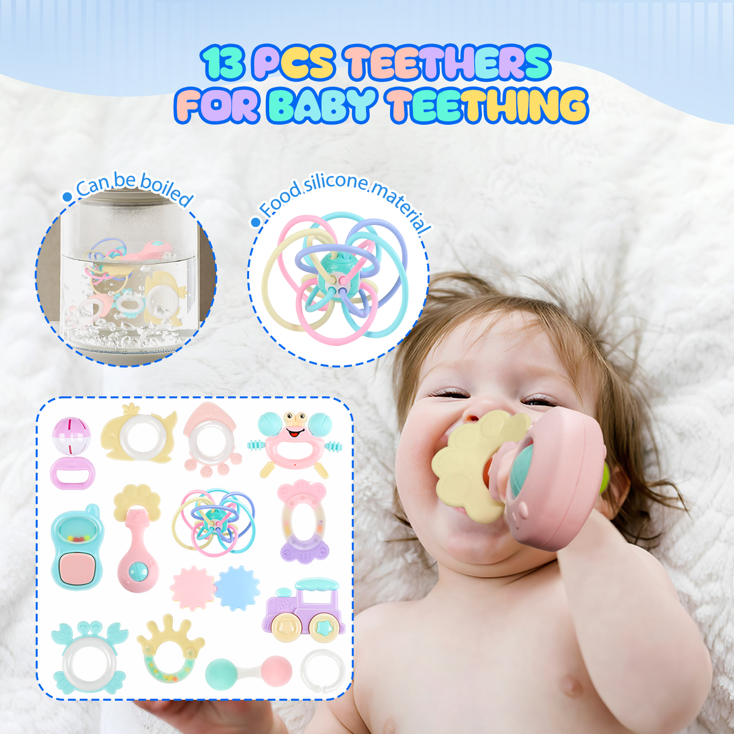 UUSUOO Baby Rattle Toys,15 PCS Baby Toys for 0-6 Months,Early Educational Infant Teething Sensory Toys,Baby Rattles 0-6 Months,Infant Newborn Baby Toys for 6-12 Months,Baby Boy Girl Gifts Set