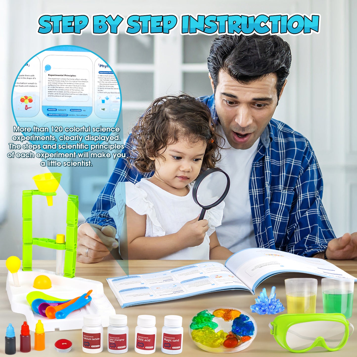UUSUOO Science Kits for Kids Age 8-12,120 Science Experiments for Kids 9-12,3-IN-1 Kids Science Kits,Stem Educational Learning Chemistry Set,Christmas Birthday Gifts for 6 7 8 9 Years Old Boys Girls