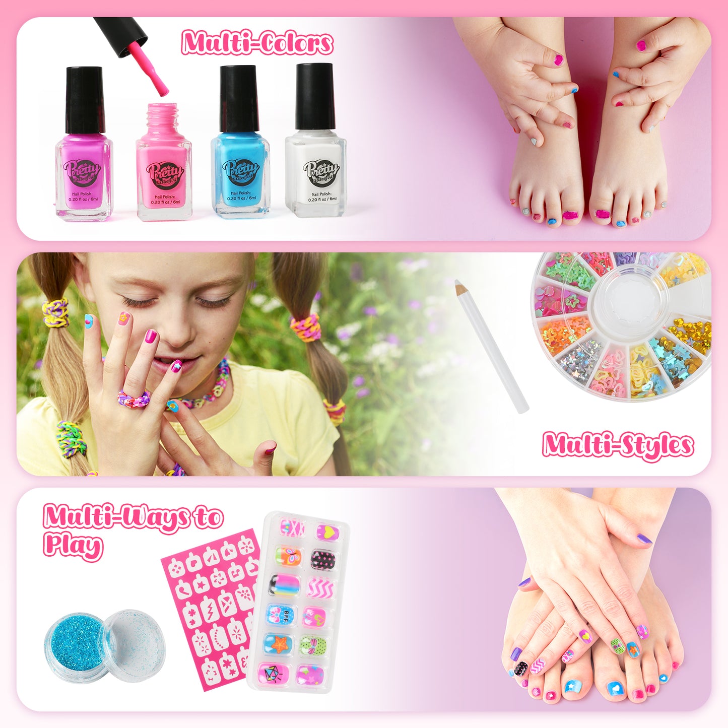 UUSUOO Kids Nail Polish Set for Girls,30Pcs Nail Art Kit with Storage Desk,Nail Dryer,Glitter Pen,Non Toxic Nail Polish,Nail Kit for Girls Ages 7-12,Girls Toys Christmas Birthday Gift for Girls 6-12