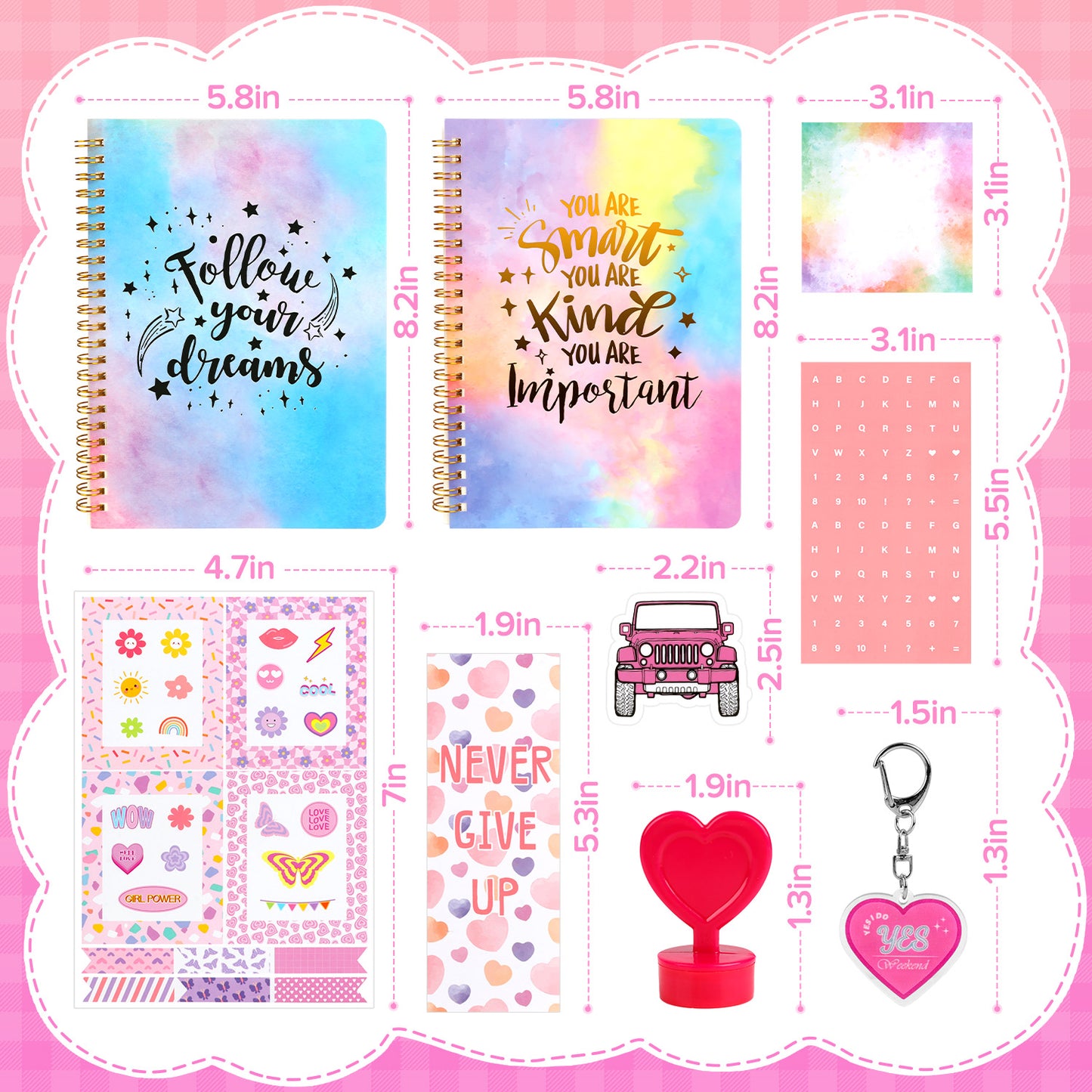 UUSUOO DIY Journal Kit for Girls 8-14,DIY Journal Set for Girls,100Pcs Stationery Set with Stickers,Scrapbook & Diary Supplies Set,Journaling Art Crafts Kit, Ideal Gifts for Girls Age 8 9 10+