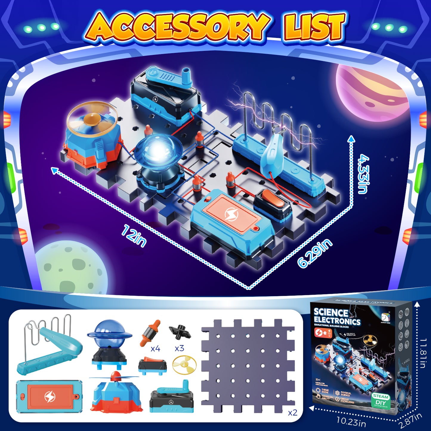 UUSUOO Science Kits for Kids Age 8-12,DIY Electronics Exploration Kit,Circuit Board for Kids with Light & Music, STEM Educational Physics Toys Gift for Boys & Girls Ages 5 6 7 8+