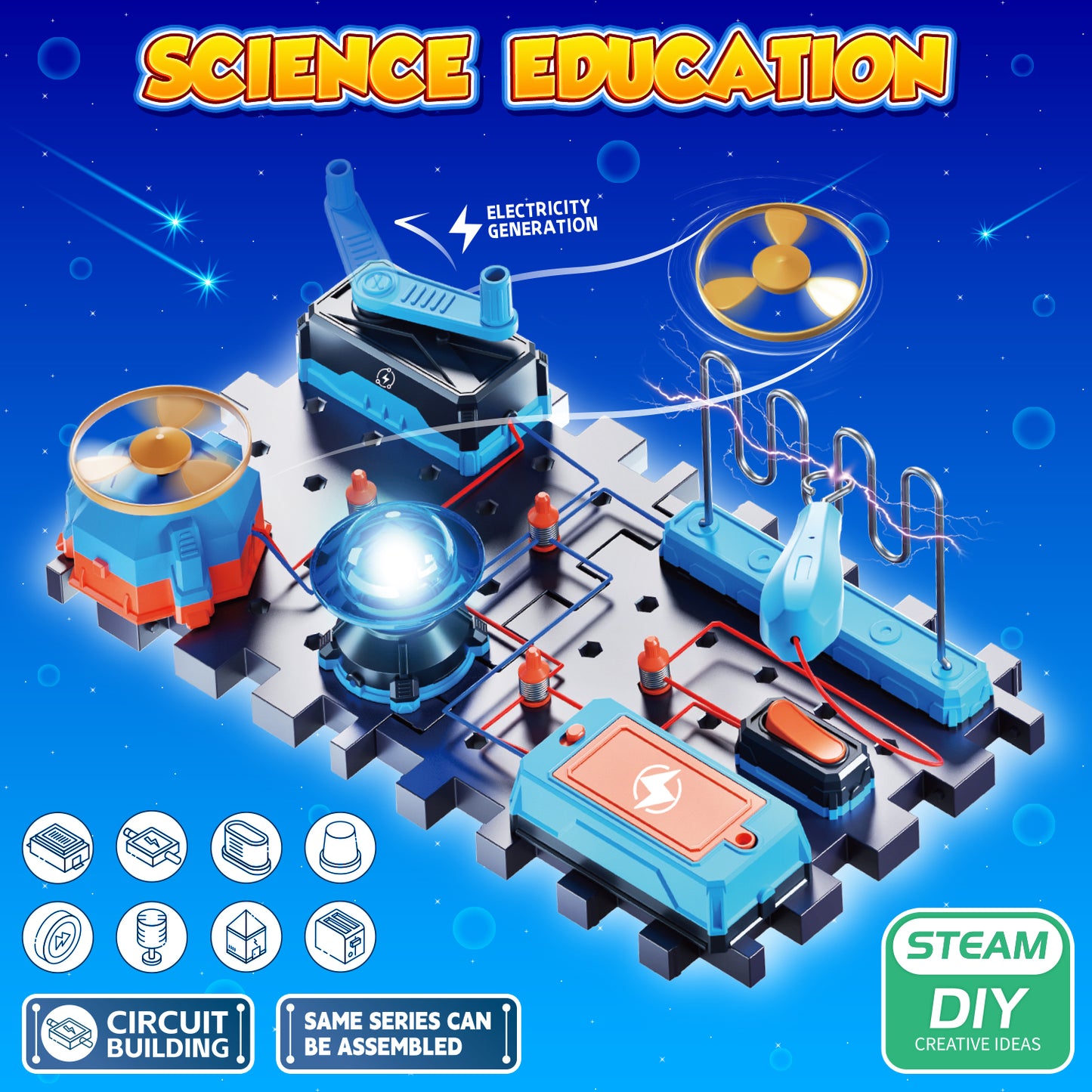 UUSUOO Science Kits for Kids Age 8-12,DIY Electronics Exploration Kit,Circuit Board for Kids with Light & Music, STEM Educational Physics Toys Gift for Boys & Girls Ages 5 6 7 8+