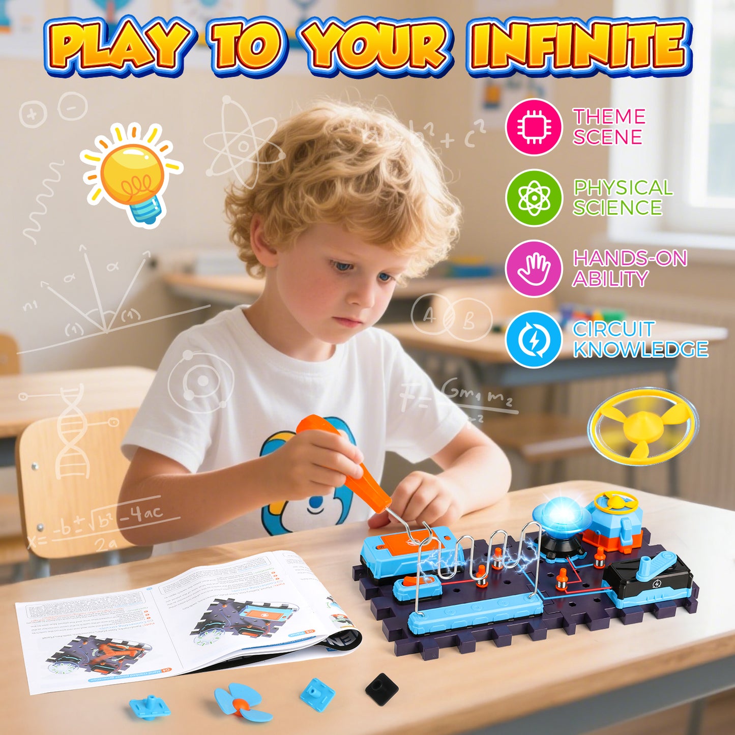 UUSUOO Science Kits for Kids Age 8-12,DIY Electronics Exploration Kit,Circuit Board for Kids with Light & Music, STEM Educational Physics Toys Gift for Boys & Girls Ages 5 6 7 8+