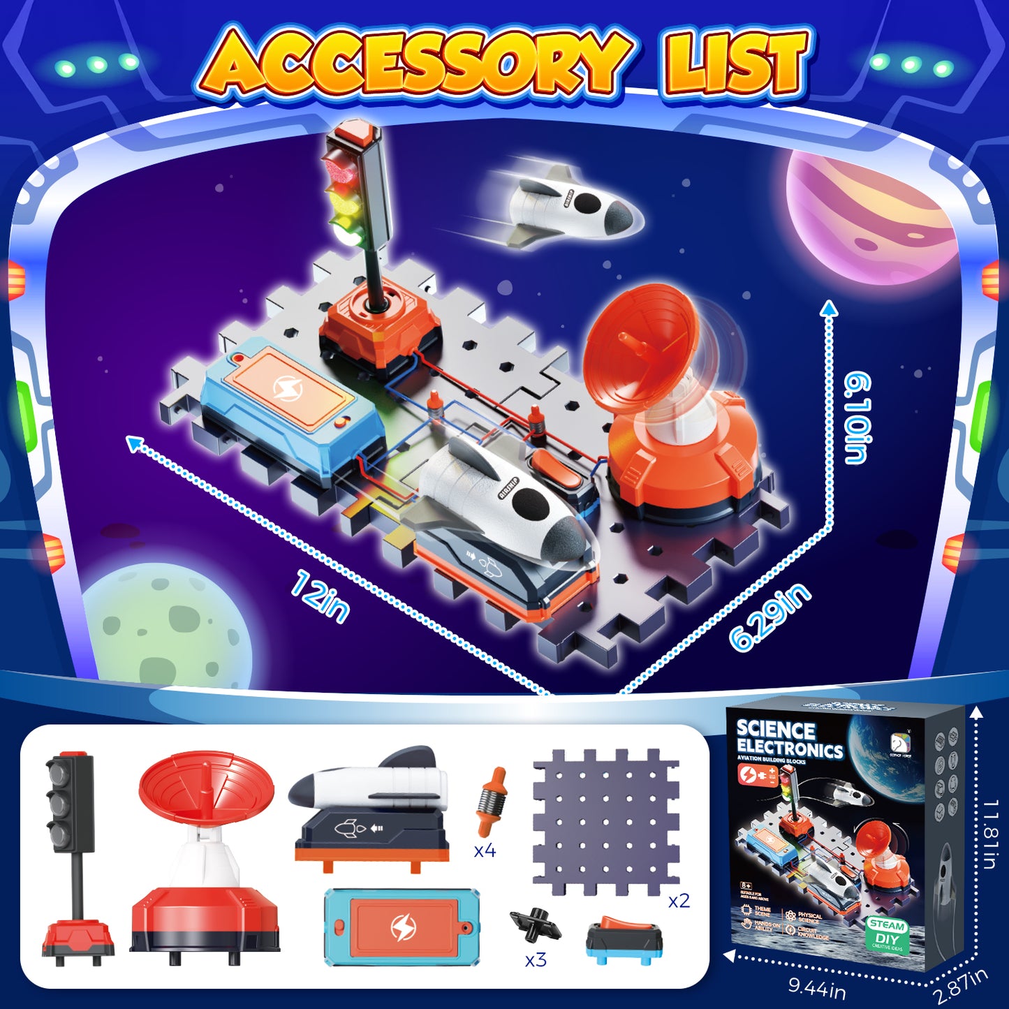 UUSUOO Science Kits for Kids Age 5-7,DIY Electronics Exploration Kit,Physics Science Experiments Circuit Board for Kids with Light & Music,STEM Educational Space Toys Gift for Kids 5 6 7 8+