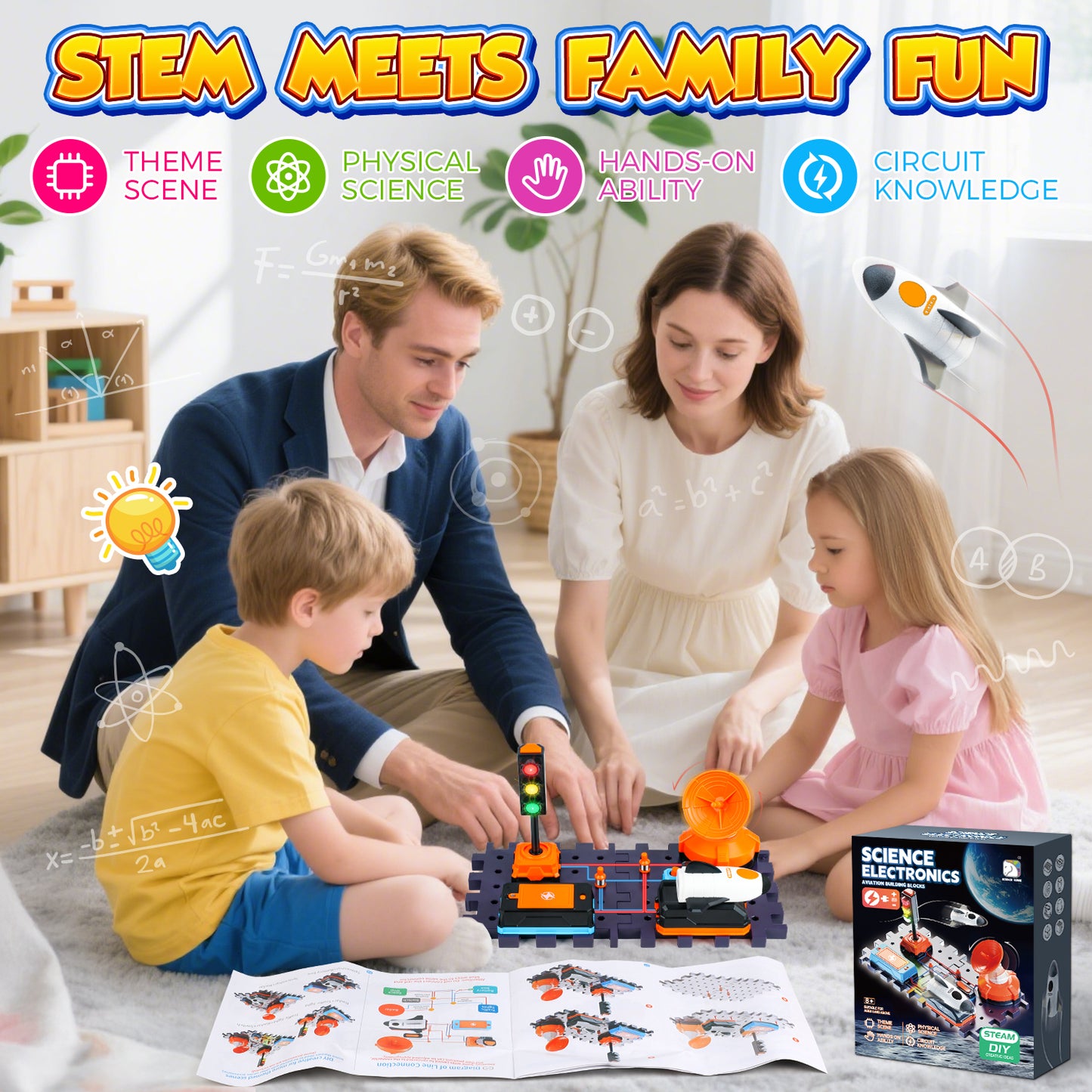 UUSUOO Science Kits for Kids Age 5-7,DIY Electronics Exploration Kit,Physics Science Experiments Circuit Board for Kids with Light & Music,STEM Educational Space Toys Gift for Kids 5 6 7 8+