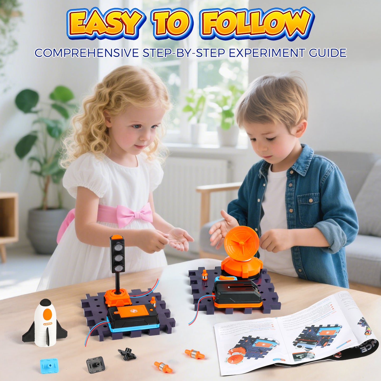 UUSUOO Science Kits for Kids Age 5-7,DIY Electronics Exploration Kit,Physics Science Experiments Circuit Board for Kids with Light & Music,STEM Educational Space Toys Gift for Kids 5 6 7 8+