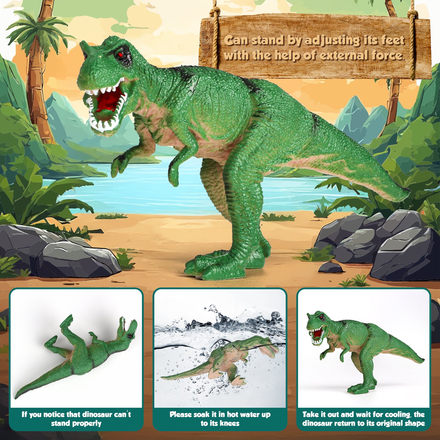 UUSUOO Dinosaur Figures Toys Set for Kids,Dinosaur Play Sets with Storage Box, Dinosaur fossils,Dinosaur eggs,Trees,Dinosaur Toys for Boys 3-6 Years,Christmas Birthday Gifts for Kids Aged 3-12