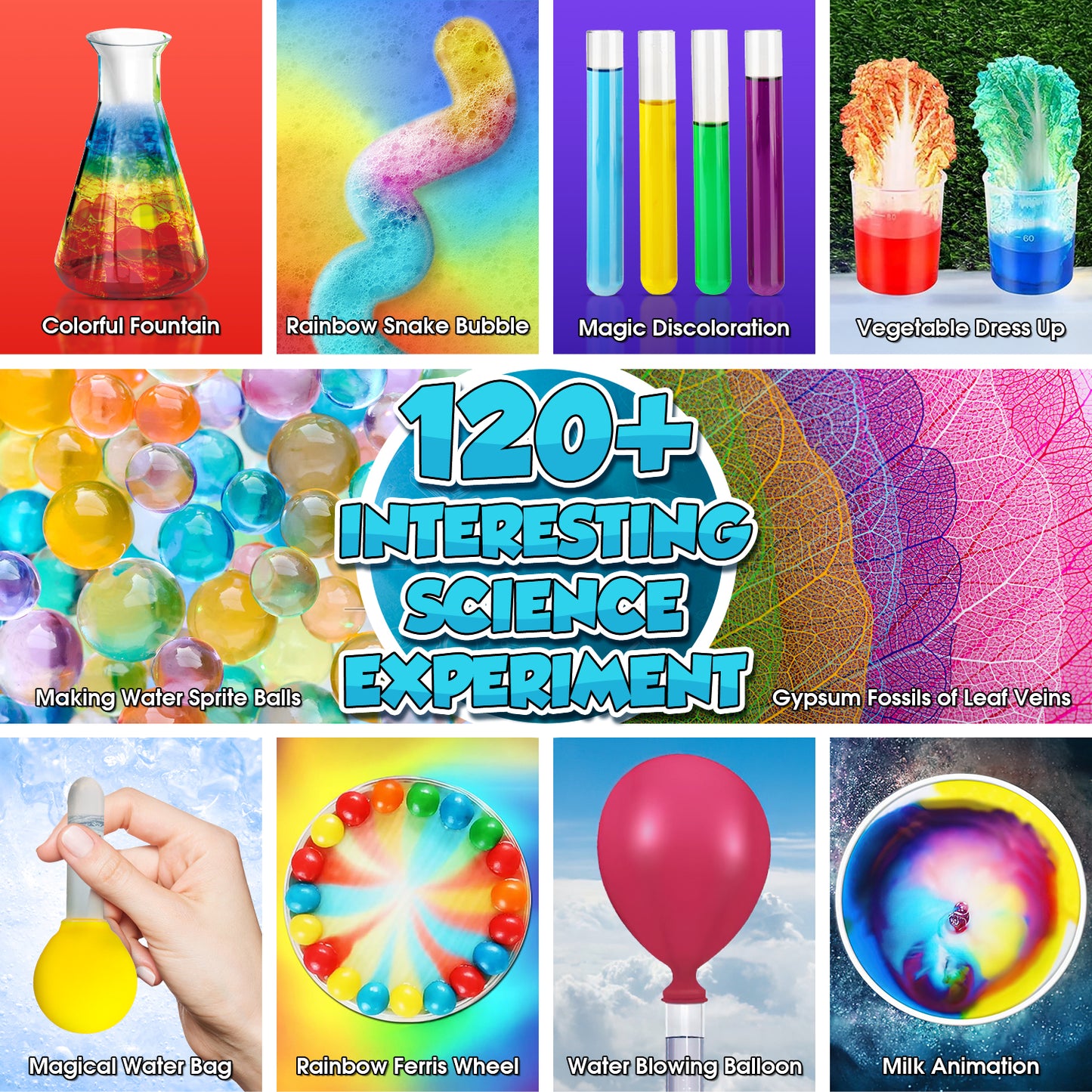 UUSUOO Science Kits for Kids Age 8-12,120 Science Experiments for Kids 9-12,3-IN-1 Kids Science Kits,Stem Educational Learning Chemistry Set,Christmas Birthday Gifts for 6 7 8 9 Years Old Boys Girls