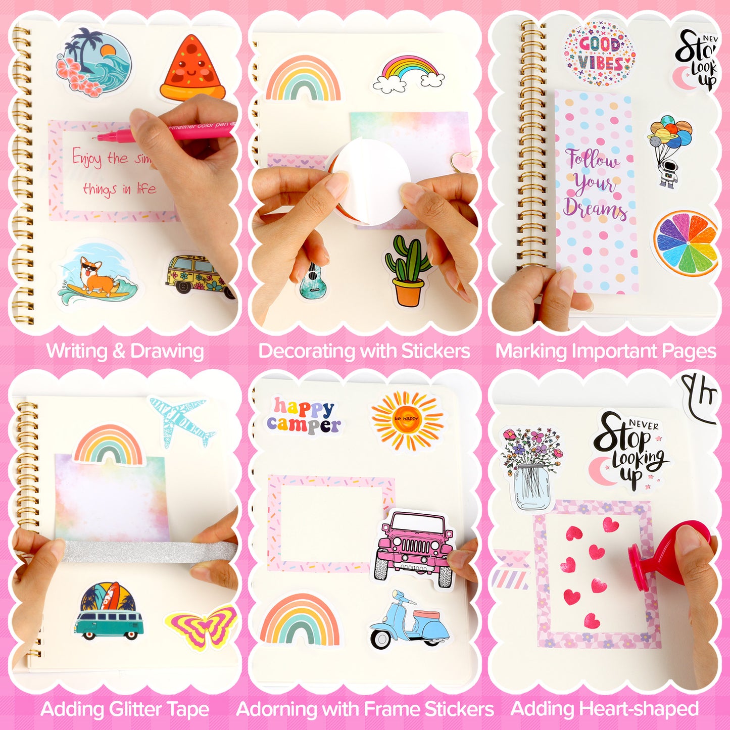 UUSUOO DIY Journal Kit for Girls 8-14,DIY Journal Set for Girls,100Pcs Stationery Set with Stickers,Scrapbook & Diary Supplies Set,Journaling Art Crafts Kit, Ideal Gifts for Girls Age 8 9 10+