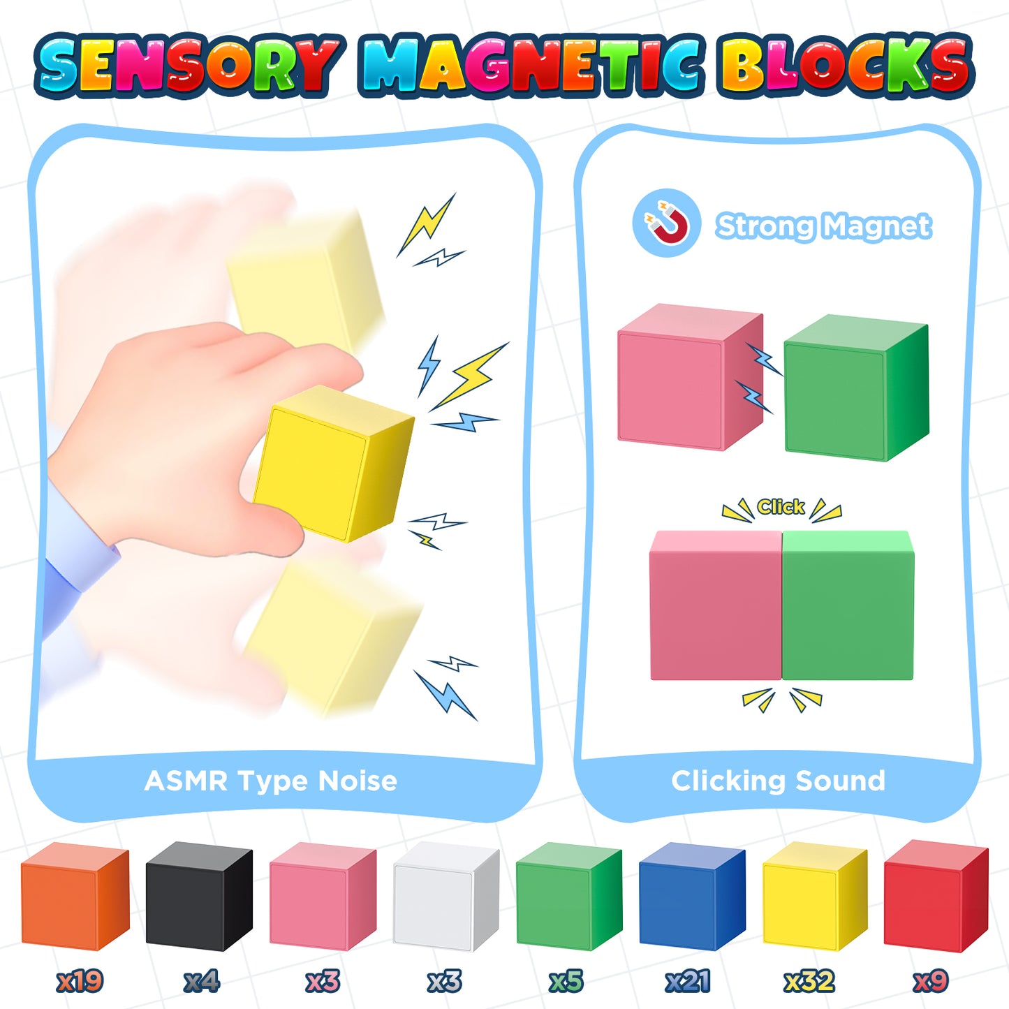 UUSUOO 96PCS Magnetic Blocks,1 Inch Large Magnetic Building Blocks for Kids Ages 4-8,Magnetic Cubes for Kids,Christmas Gifts STEM Educational Sensory Magnet Toys for Boys Girls 3 4 5 6+