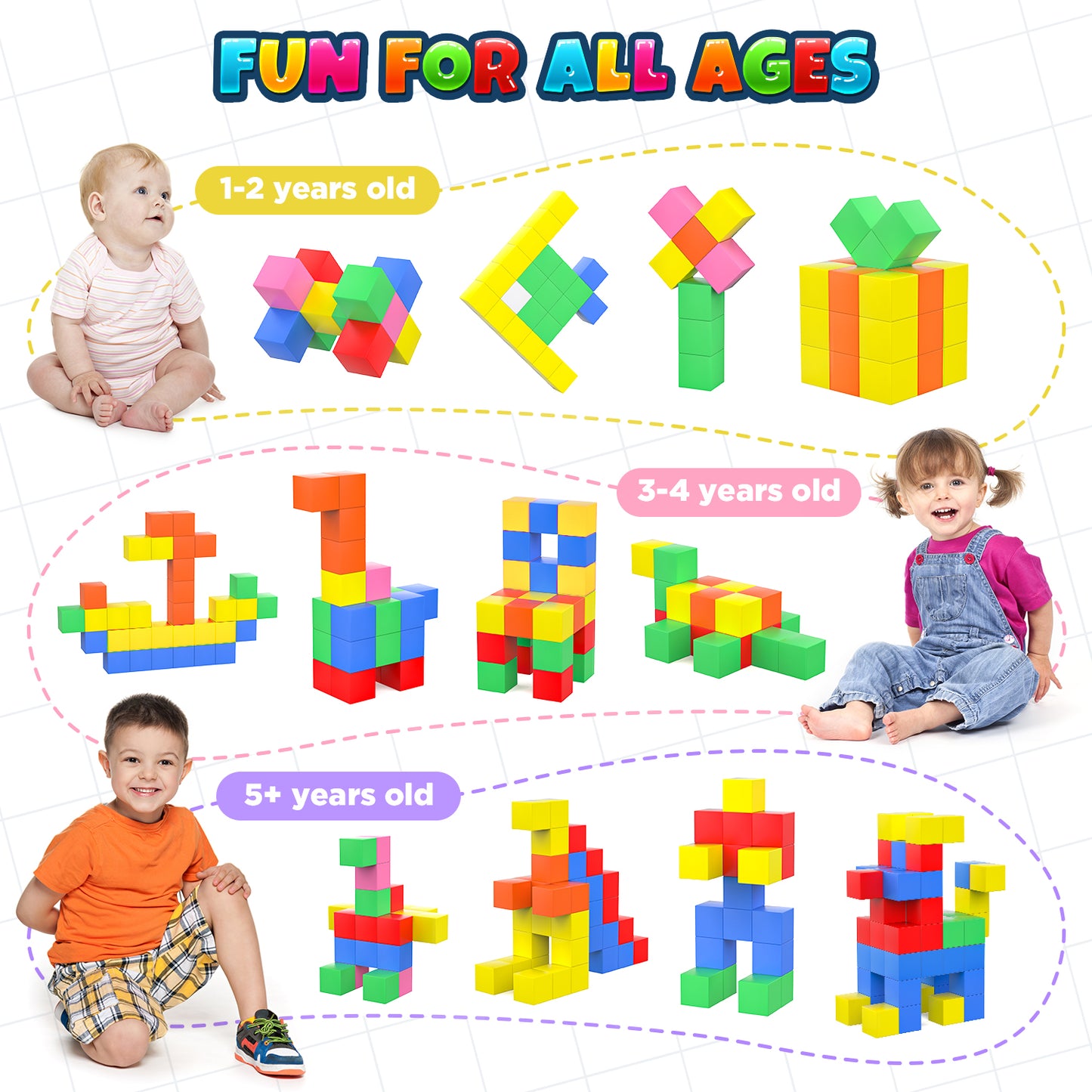 UUSUOO 96PCS Magnetic Blocks,1 Inch Large Magnetic Building Blocks for Kids Ages 4-8,Magnetic Cubes for Kids,Christmas Gifts STEM Educational Sensory Magnet Toys for Boys Girls 3 4 5 6+