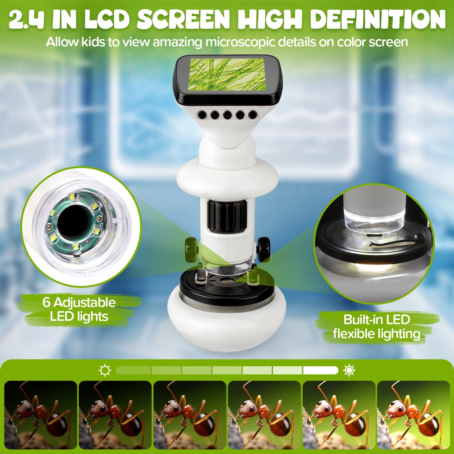 UUSUOO Microscope for Kids,200X-1000X Beginner STEM Kids Microscope with Video & Photo,Science Kits for Kids Age 5-7 8-12,Educational Toys Birthday Gift for Kids Age 5 6 7 8+
