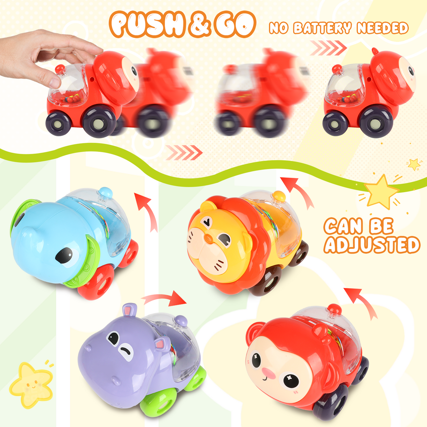 UUSUOO Toy Cars for Toddlers 1-3,4PCS Pull Back Cars Toys,Baby Car Toys for 6-12-18 Months,Mini Car Toys Racing Car Set,Baby Toys 6-12 Months,1st Birthday Gift Christmas Toys for 1 2 3 Year Old Kids
