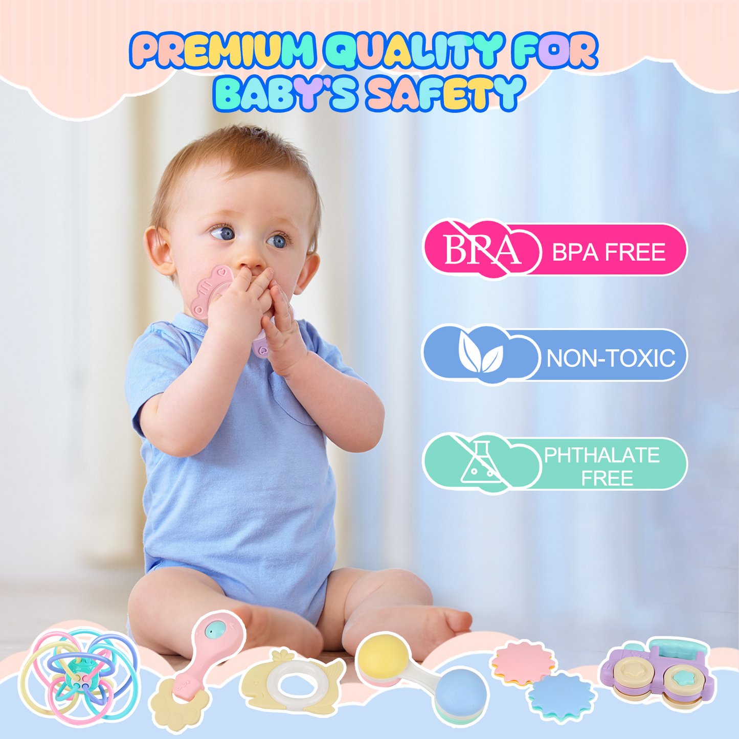 UUSUOO Baby Rattle Toys,15 PCS Baby Toys for 0-6 Months,Early Educational Infant Teething Sensory Toys,Baby Rattles 0-6 Months,Infant Newborn Baby Toys for 6-12 Months,Baby Boy Girl Gifts Set