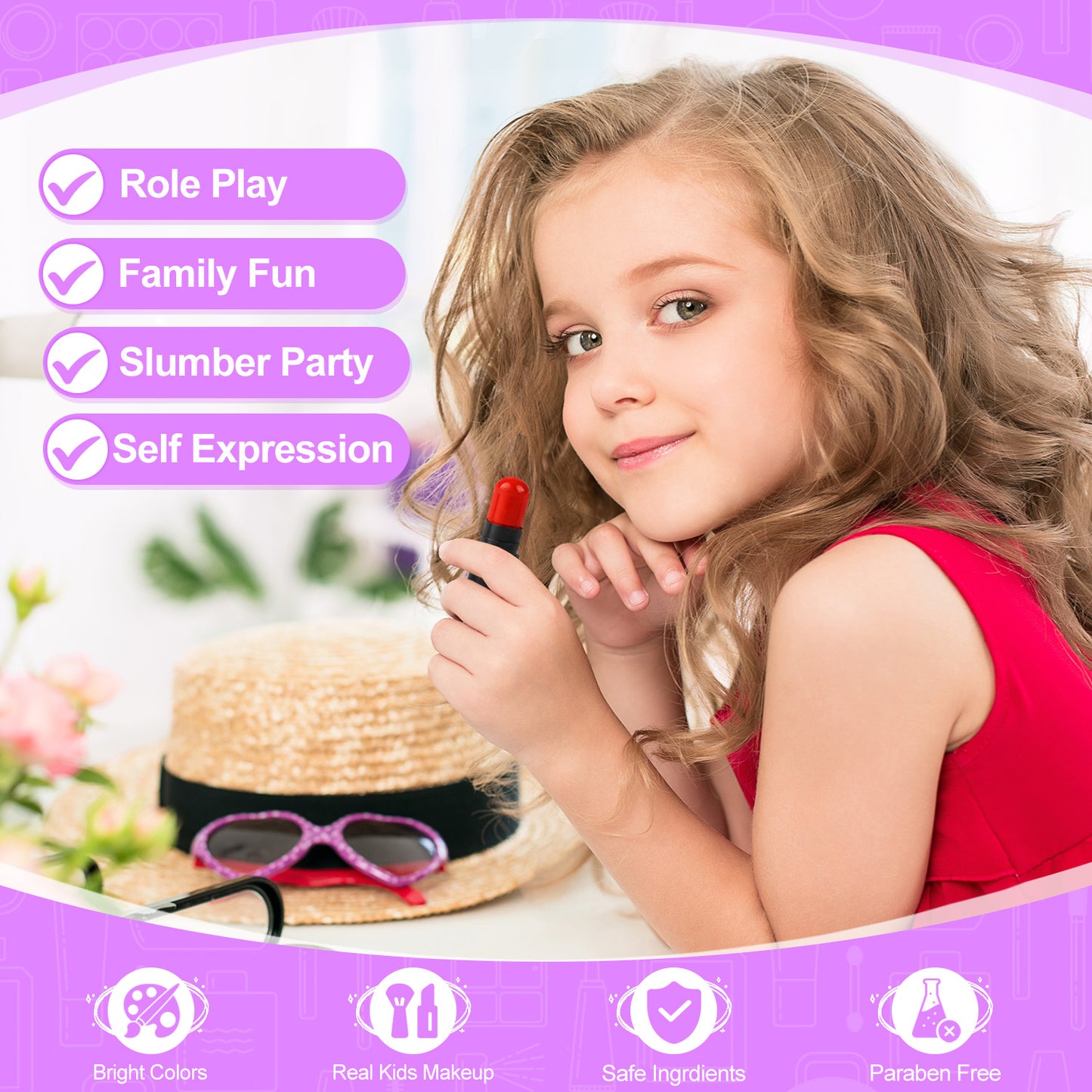 UUSUOO Kids Makeup Kit for Girl, Makeup Kit Toys for Little Girls, Washable Makeup Kit for Kids Real Makeup with Unicorn Bag, Christmas Birthday & Party Gifts for Kids 3 4 5 6 7 8 9 10