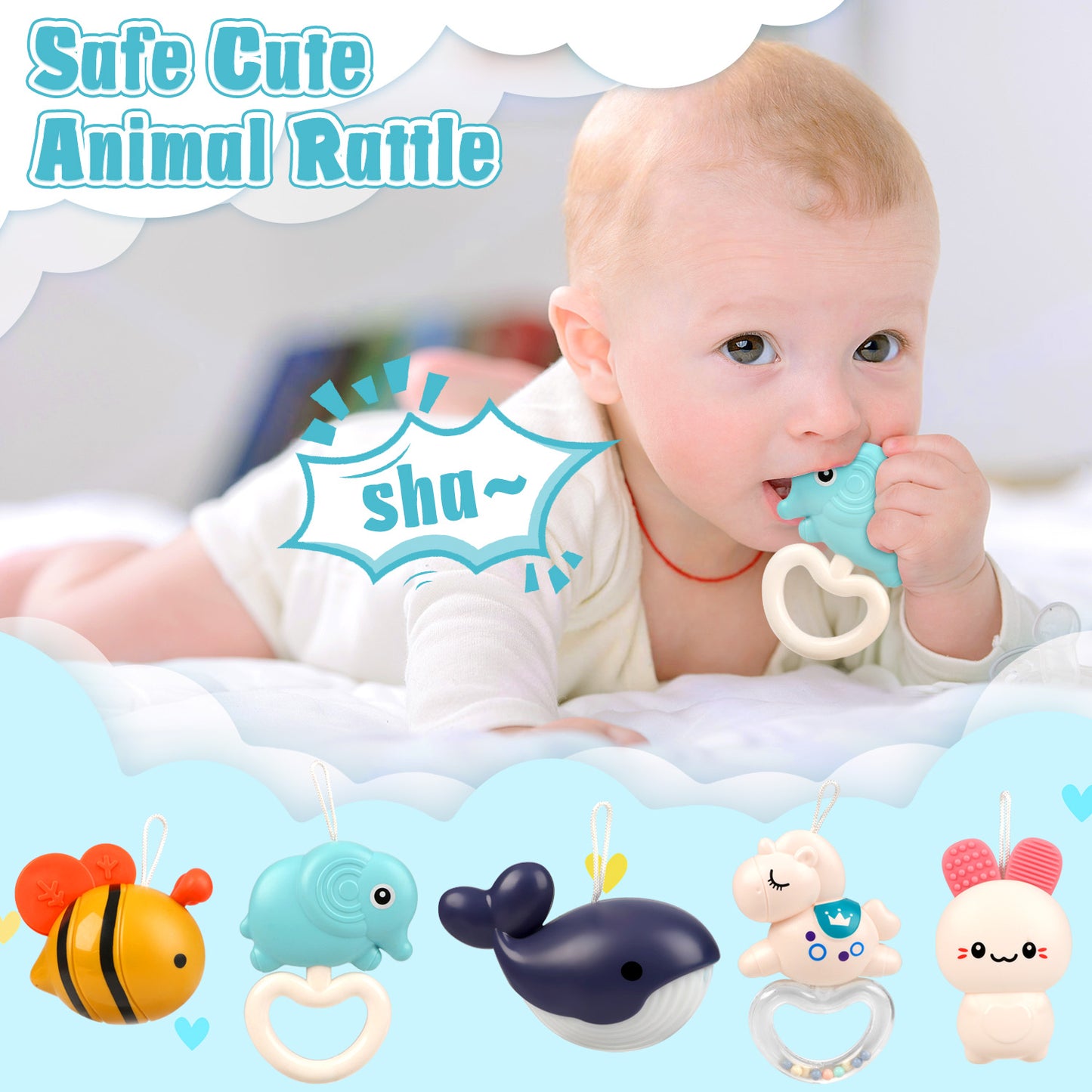 UUSUOO Baby Mobile for Crib,Baby Crib Mobile with Music and Night Lights,Mobiles for Crib with Rotation,Projection,Hanging Rotating Animals Rattles,Baby Toys 6-12 Months,Baby Crib Toys for Boys Girls