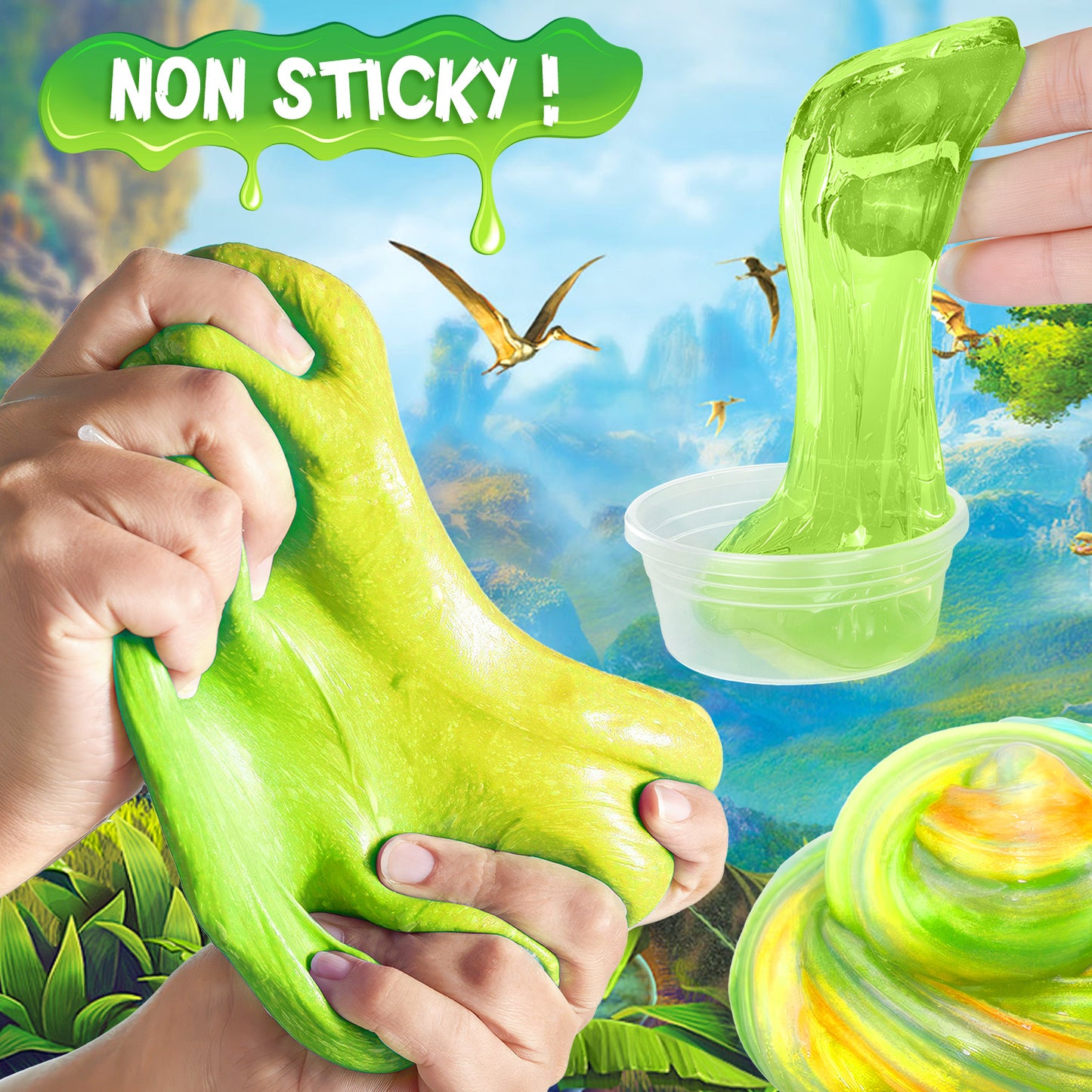 UUSUOO Dinosaur Slime Kit,Slime Making Kit for Kids,DIY Slime Kit Toys with 12 Dinosaur Toys & Awesome Add-Ins,Stress Relief Toys,Christmas Birthday Gifts for Boys Girls 6 7 8 9 10+