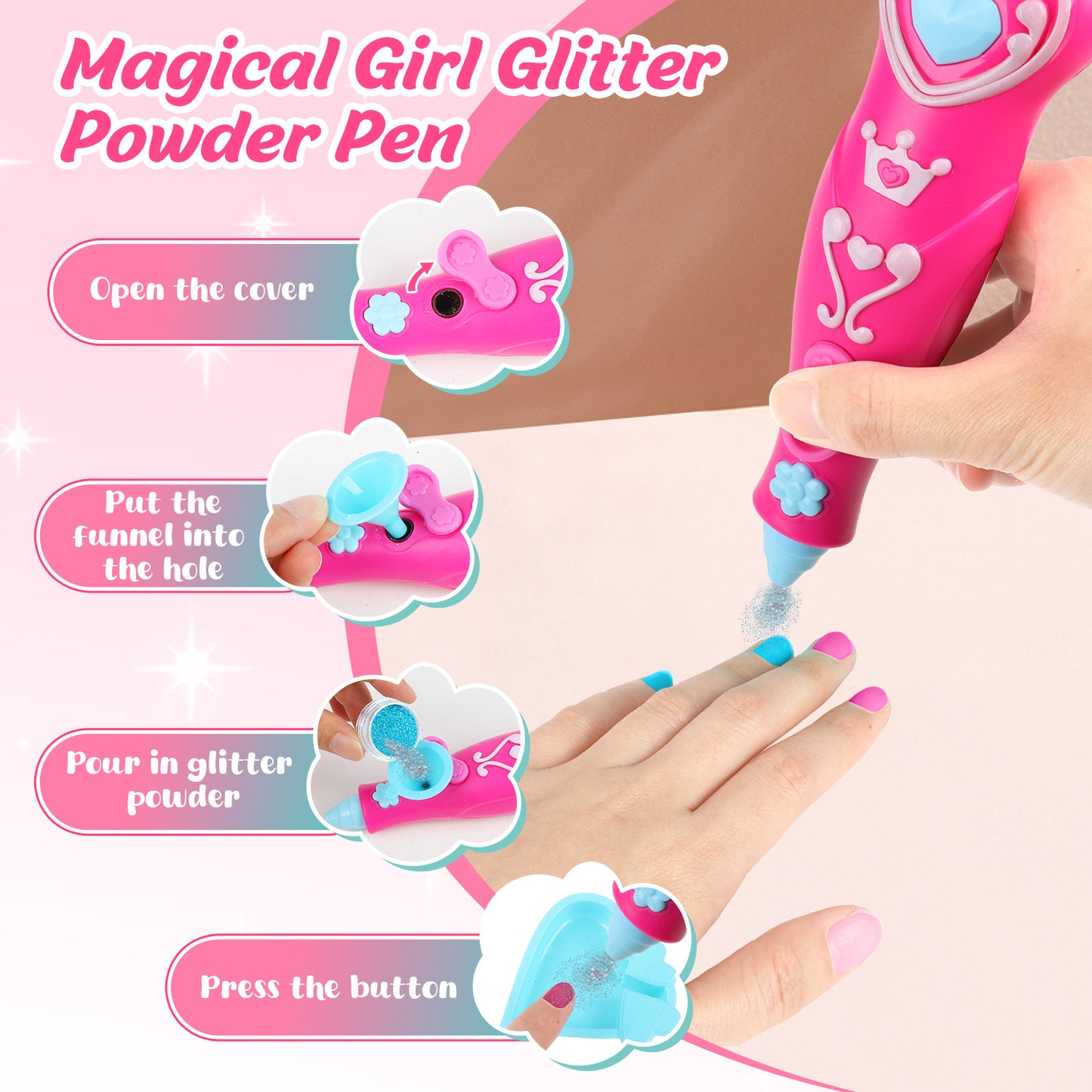 UUSUOO Kids Nail Polish Set for Girls,30Pcs Nail Art Kit with Storage Desk,Nail Dryer,Glitter Pen,Non Toxic Nail Polish,Nail Kit for Girls Ages 7-12,Girls Toys Christmas Birthday Gift for Girls 6-12