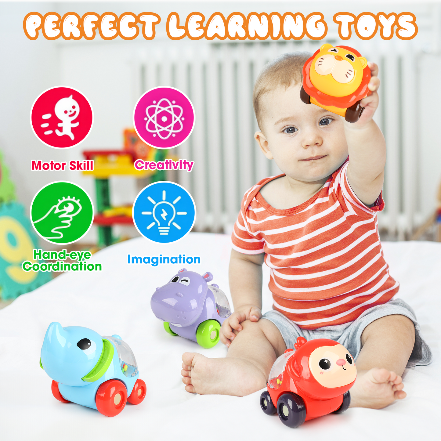 UUSUOO Toy Cars for Toddlers 1-3,4PCS Pull Back Cars Toys,Baby Car Toys for 6-12-18 Months,Mini Car Toys Racing Car Set,Baby Toys 6-12 Months,1st Birthday Gift Christmas Toys for 1 2 3 Year Old Kids