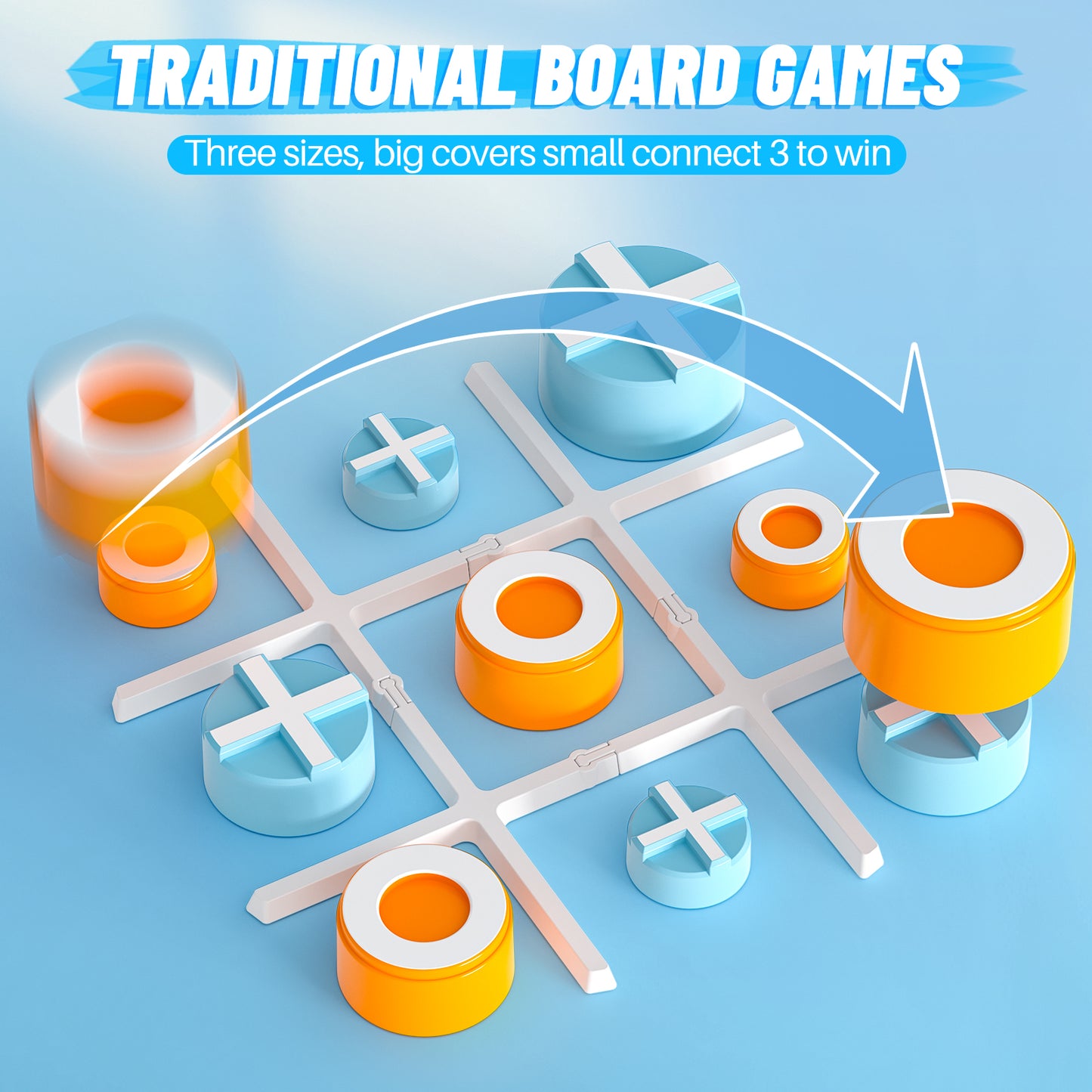 UUSUOO Tic Tac Toe Bolt Game,3-in-1 Electronic Handheld Games Console for Kids Memory Growth,Portable Puzzle Travel Games,Board Games for Kids 5-7, Christmas Birthday Gifts for Kids 3 4 5 6 +,Blue