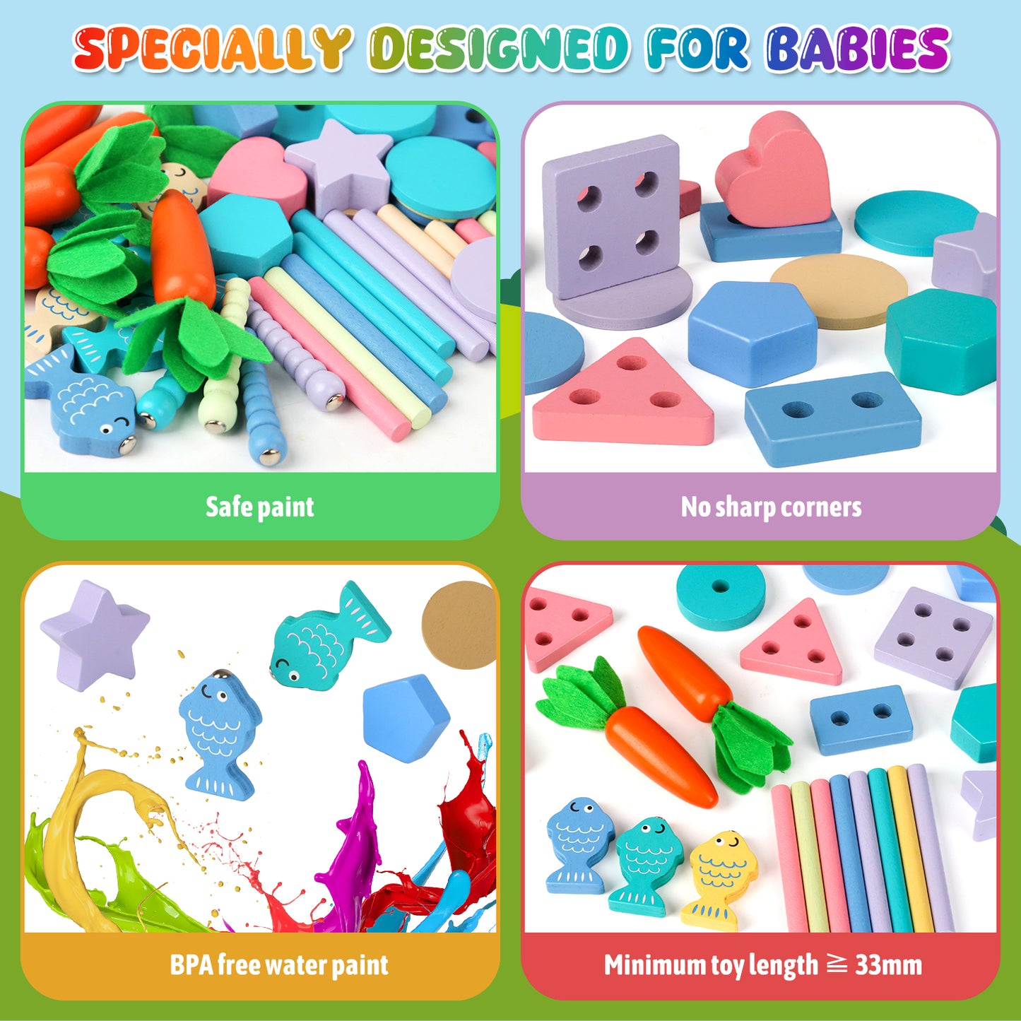 UUSUOO Wooden Montessori Baby Toys,10-in-1 Wooden Activity Cube with Fishing, Xylophone,Shape Sorting & Stacking,Learning Educational Baby Busy Toys Gift for 1 2 3 Year Old Boys & Girls