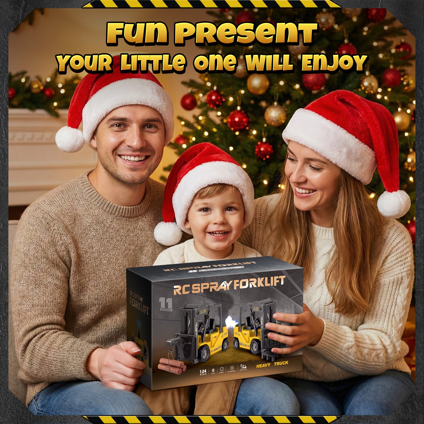 UUSUOO 1:24 Remote Control Forklift,2-In-1 RC Forklift Truck with Spray Sound & Lights,11 Channel Toy Forklifts for Kids,RC Construction Vehicles Toy Christmas Birthday Gift for Kids 6+