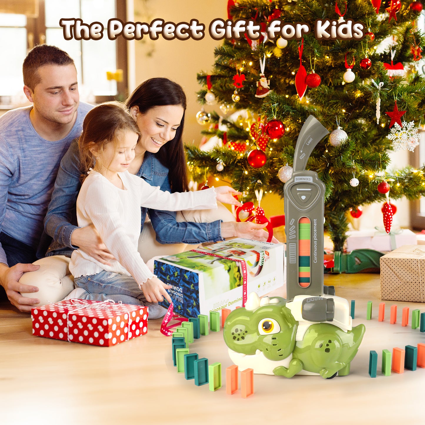 UUSUOO Dinosaur Domino Train Toy Set for Kids, 60 PCS Automatic Domino Blocks Set Building and Stacking Toy with Lights & Sound,Montessori Toys for Kids, Christmas Birthday Gifts for Kids Age 3-12